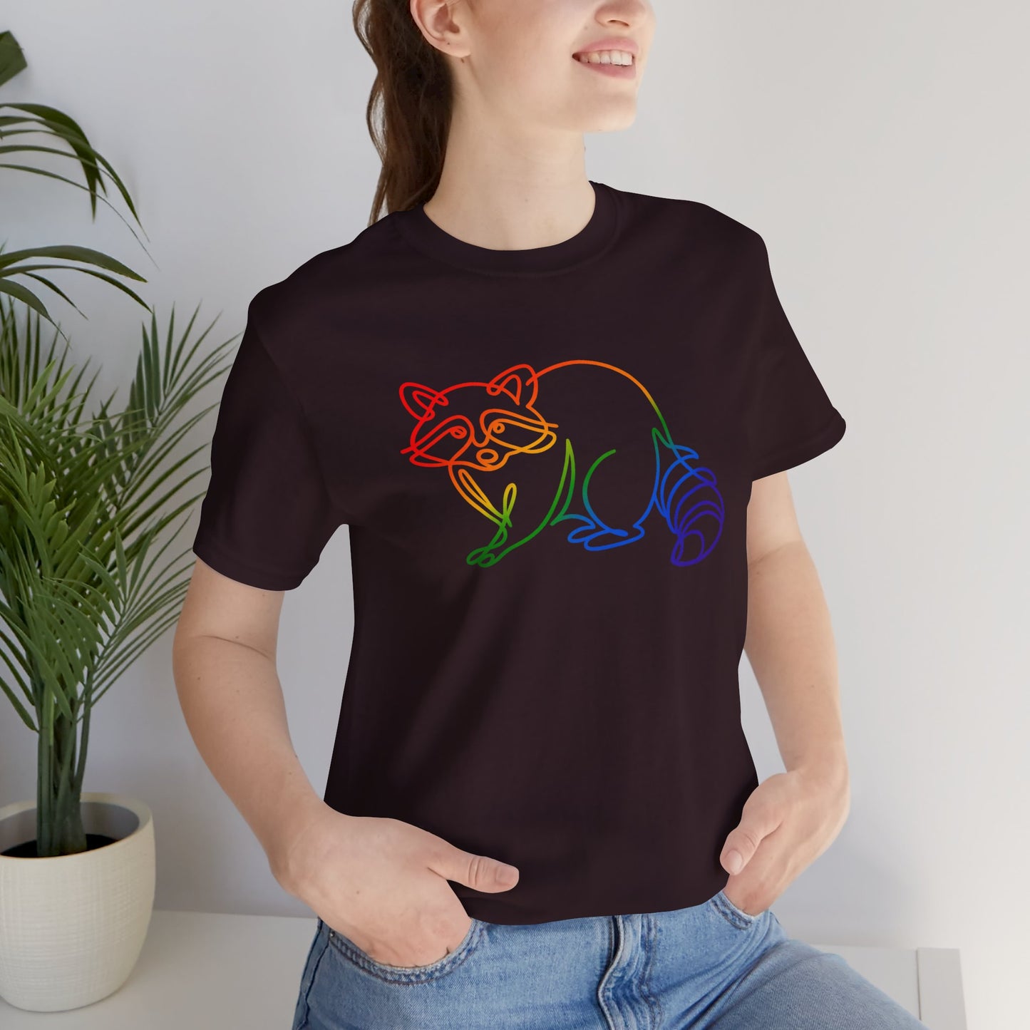 Raccoon Tee — Minimal Line Raccoon Scenic Graphic T-Shirt