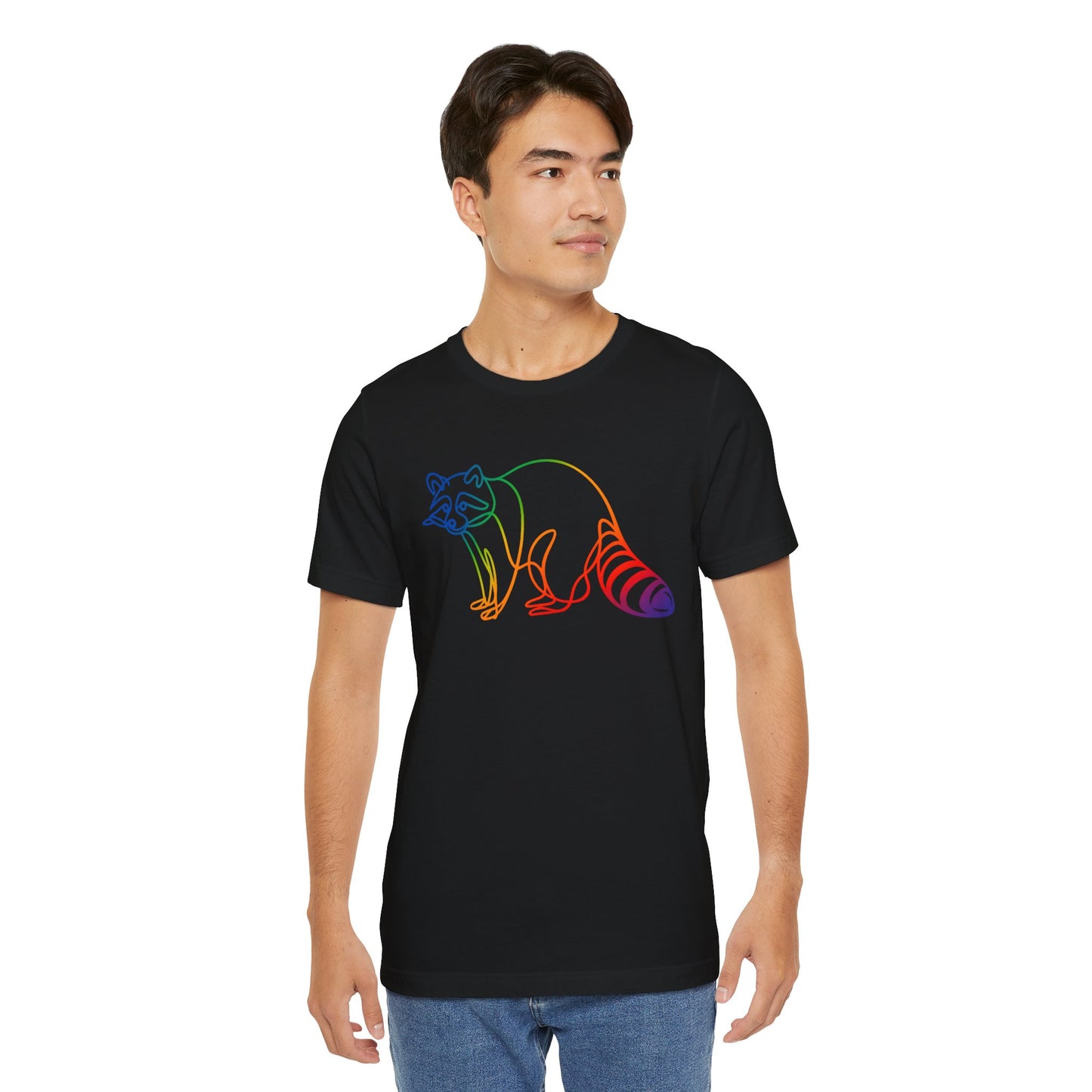 Raccoon Tee — Minimal Line Raccoon Scenic Graphic T-Shirt