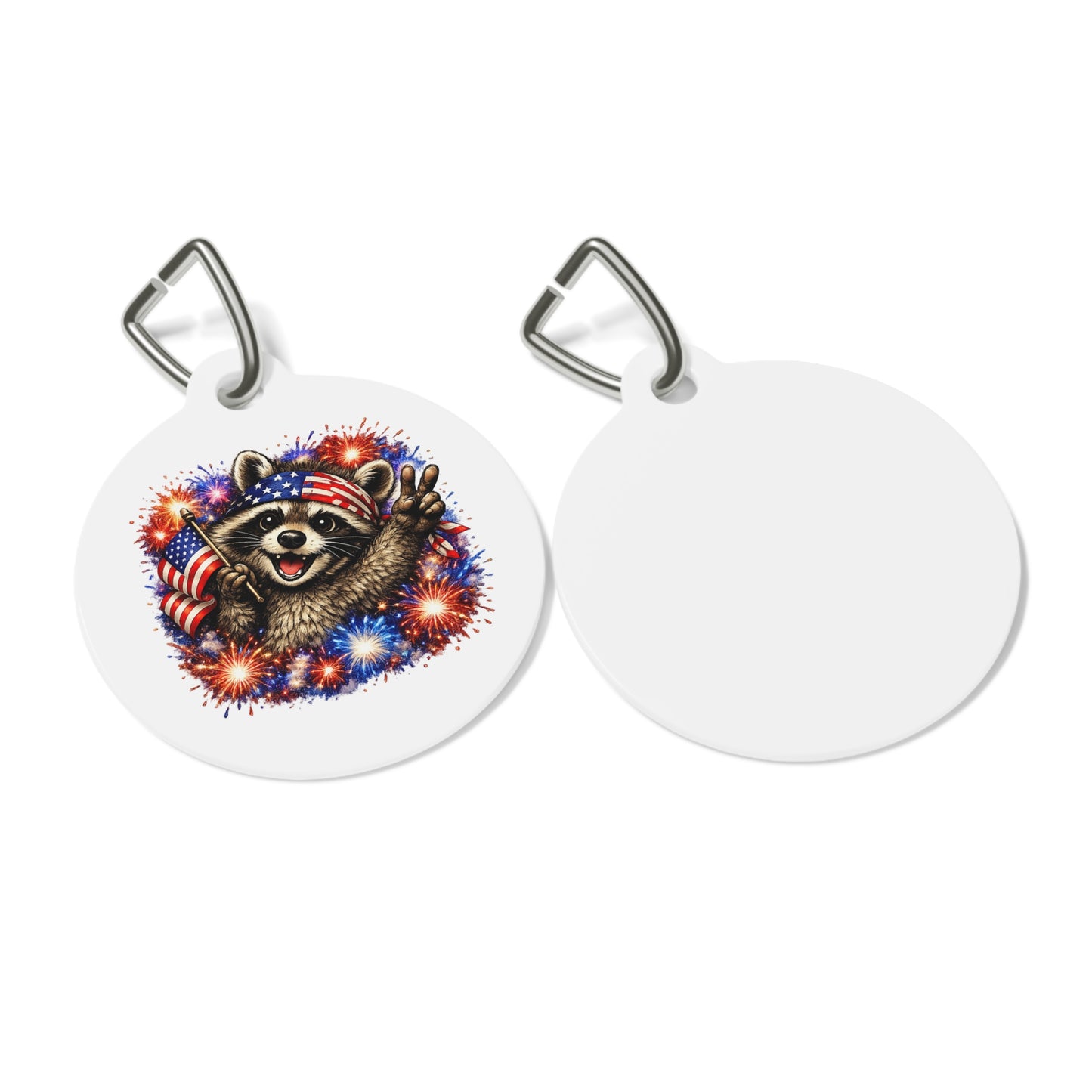 Patriotic Raccoon 4th of July Pet Tag — USA 250 Celebration
