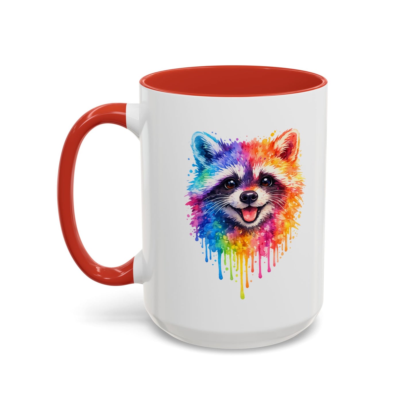 Cheerful Watercolor Raccoon Accent Coffee Mug