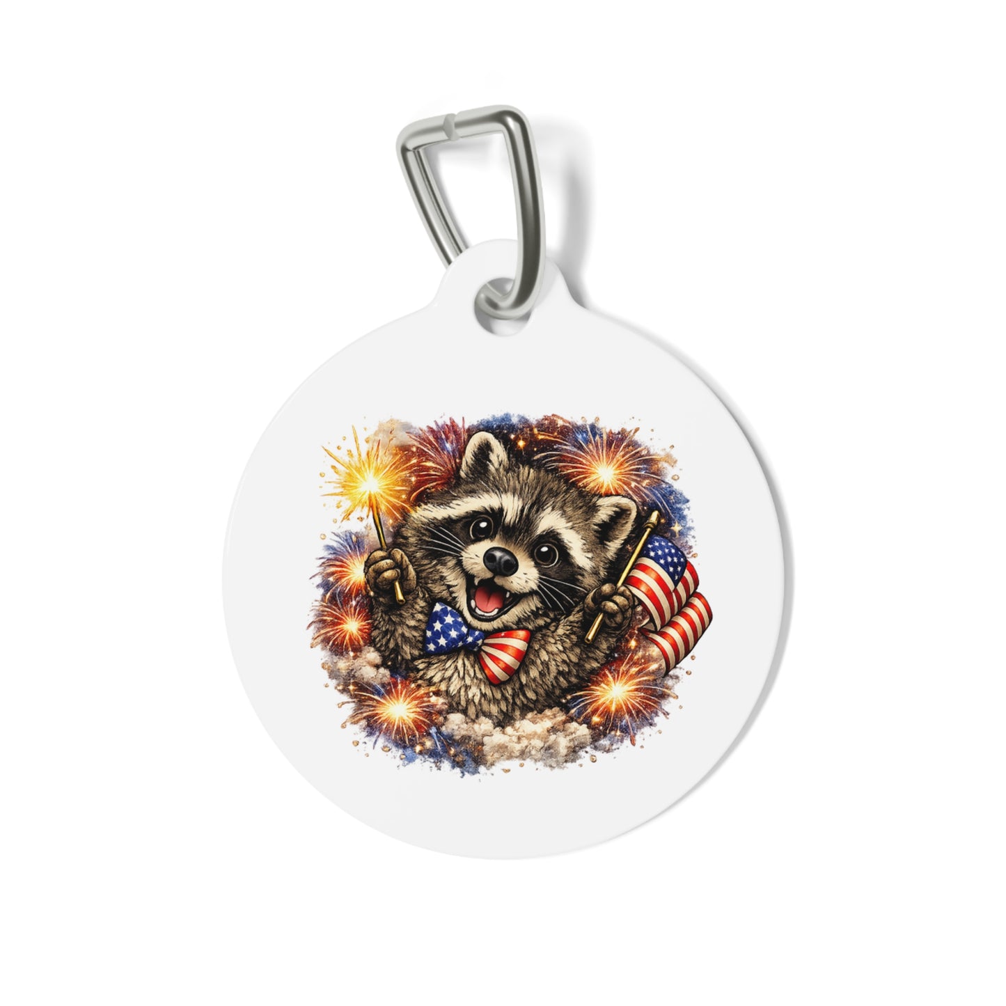 Patriotic Raccoon 4th of July Pet Tag — USA 250 Celebration