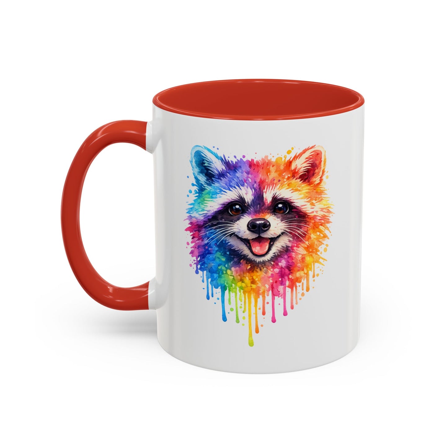 Cheerful Watercolor Raccoon Accent Coffee Mug