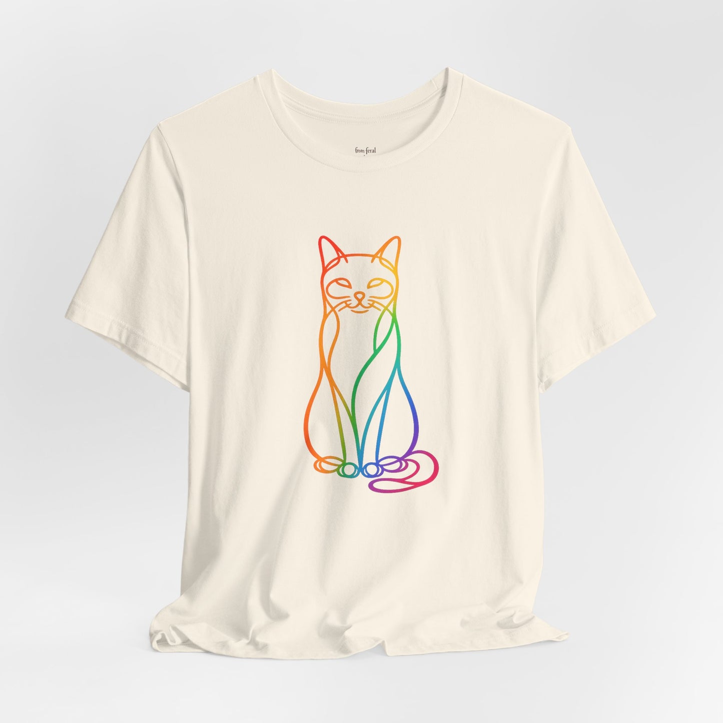 Colorful Line-Work Sitting Cat T-Shirt