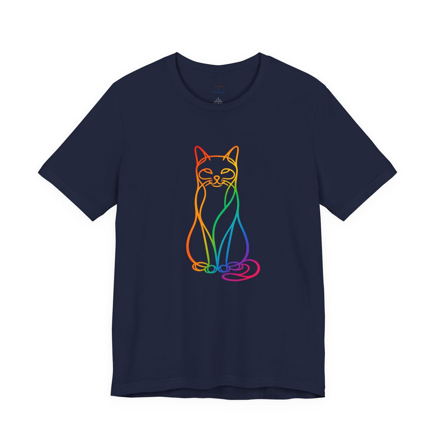 Colorful Line-Work Sitting Cat T-Shirt