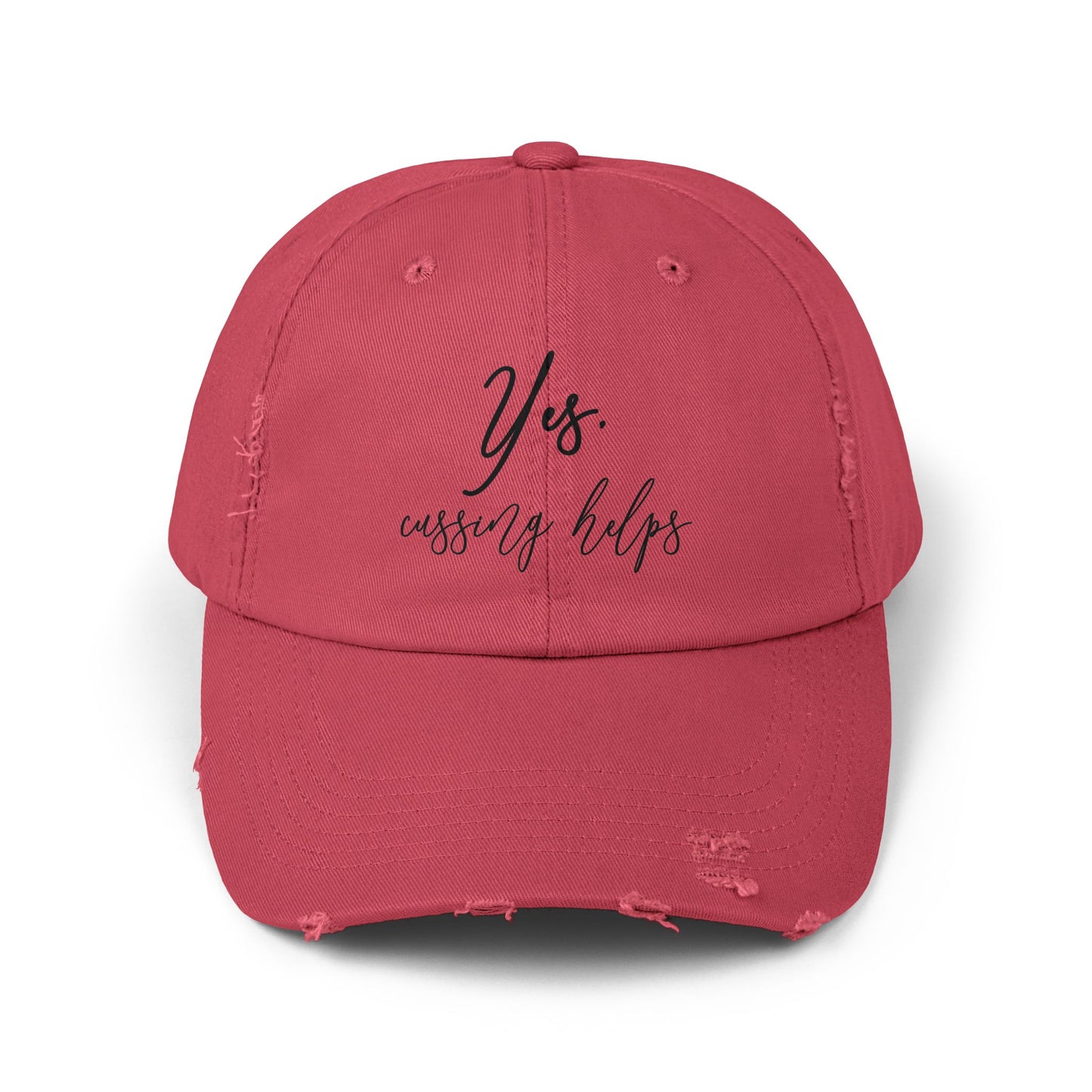 "Cussing Helps" Distressed Cap —  Funny Truth Hat