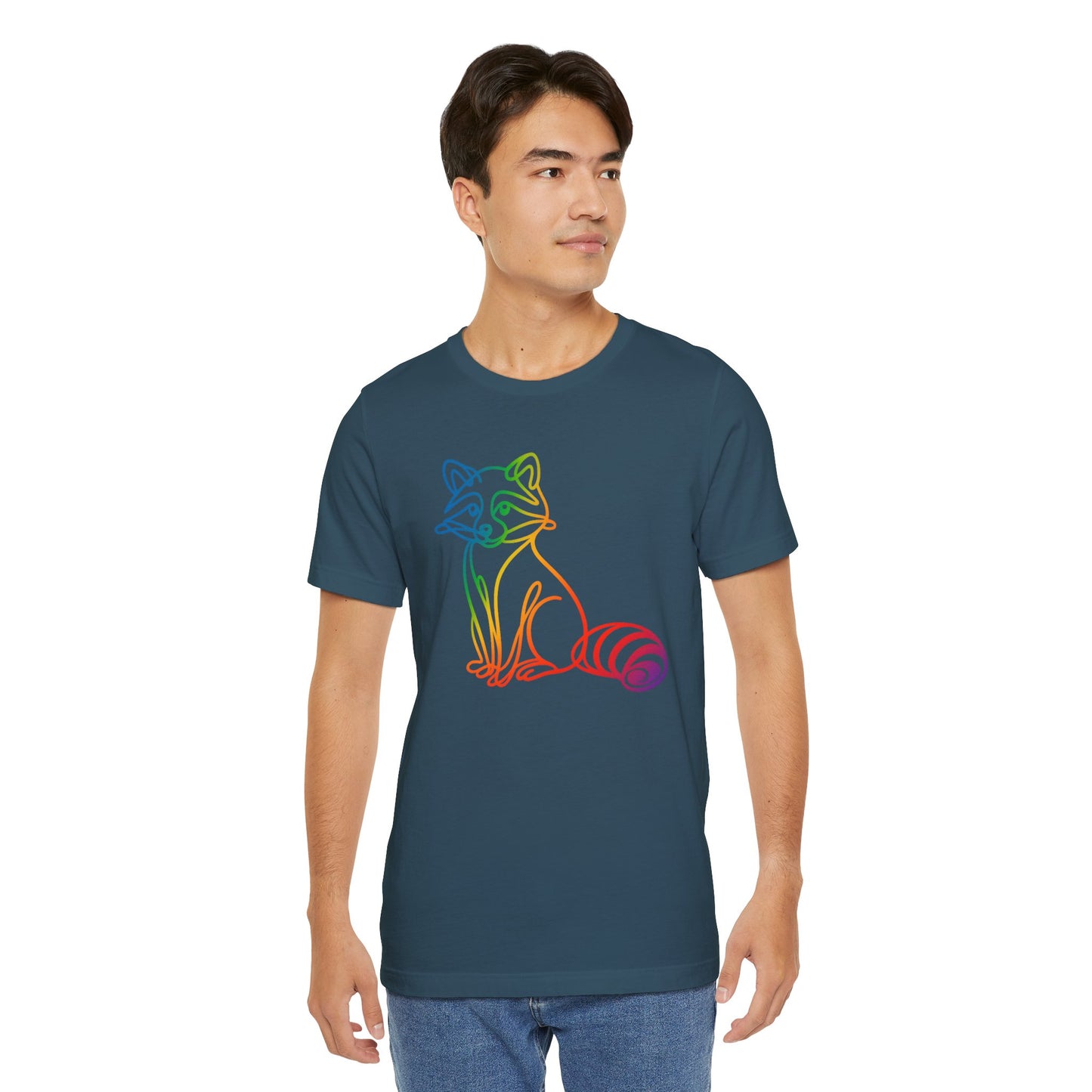 Raccoon Tee — Minimal Line Raccoon Scenic Graphic T-Shirt