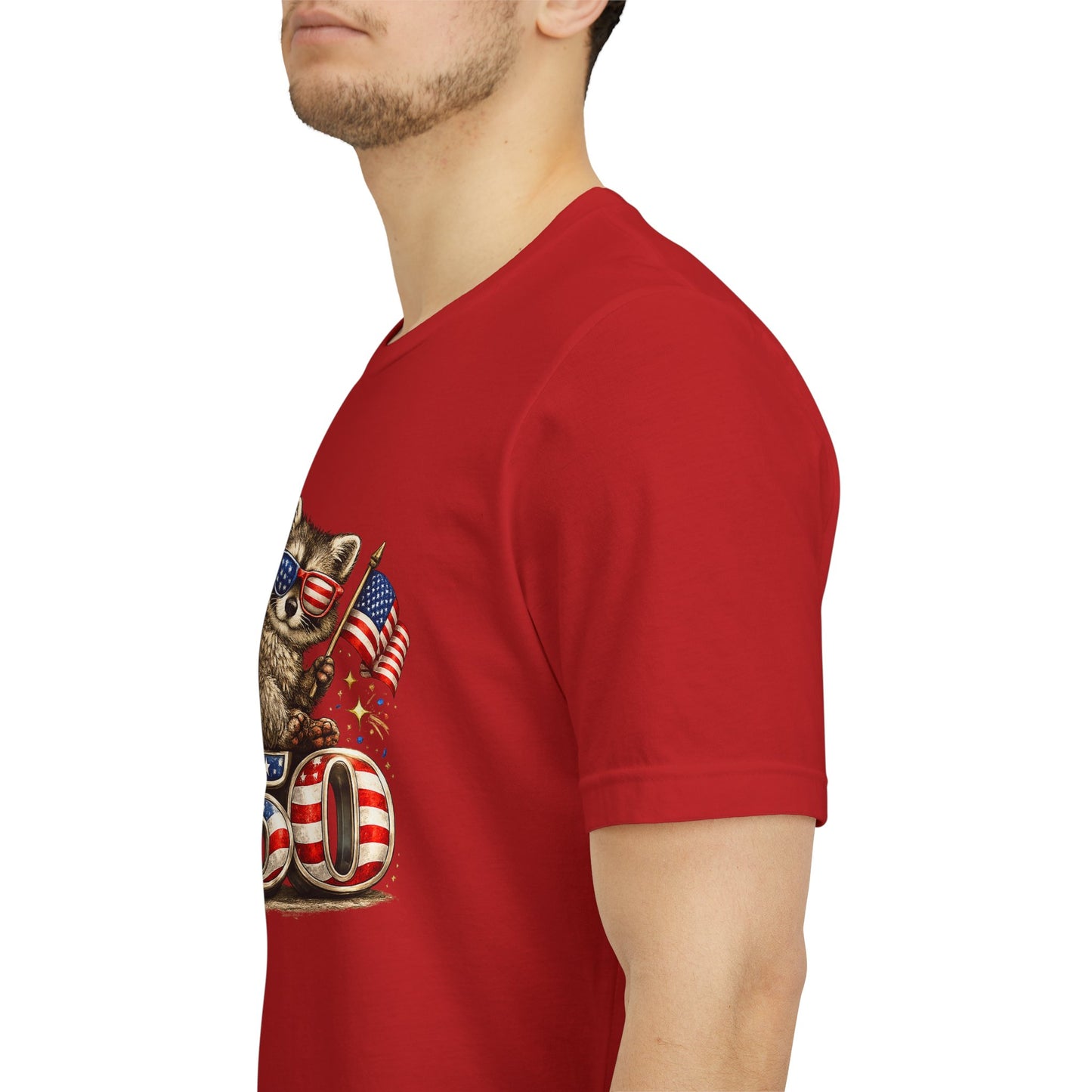 Patriot Raccoon 250th Anniversary T-Shirt — 4th of July Fireworks Flag Tee