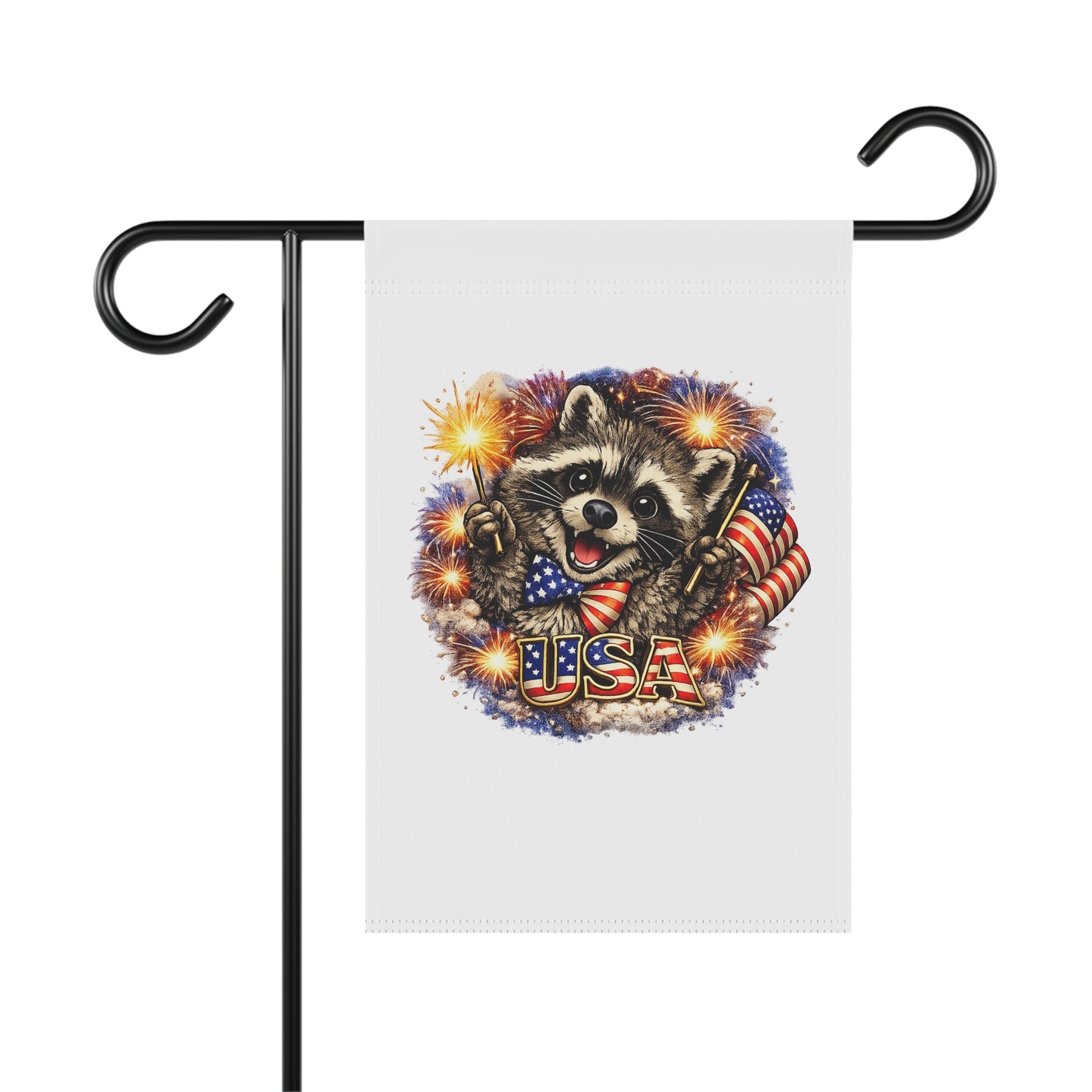 Patriotic Raccoon 250 Garden Flag — 4th of July House Banner
