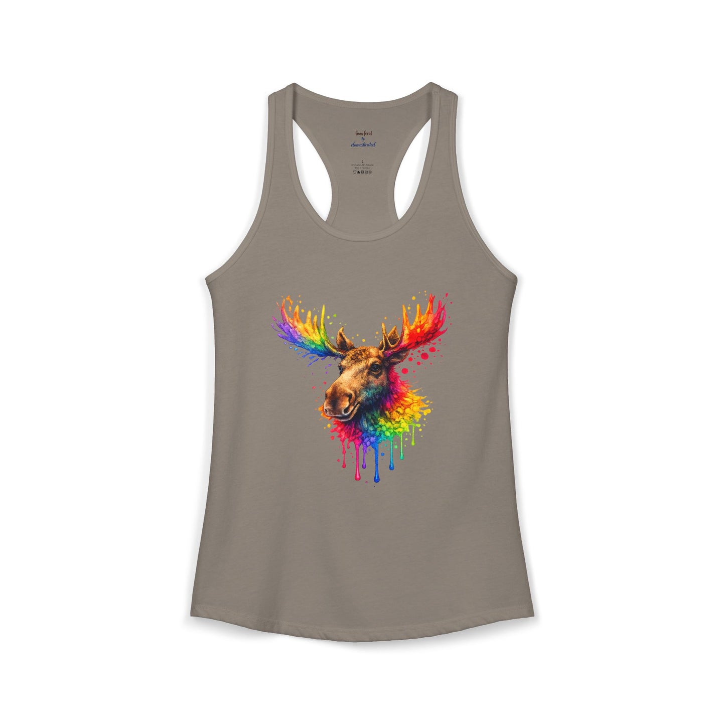 Watercolor Wildlife Moose Racerback Tank