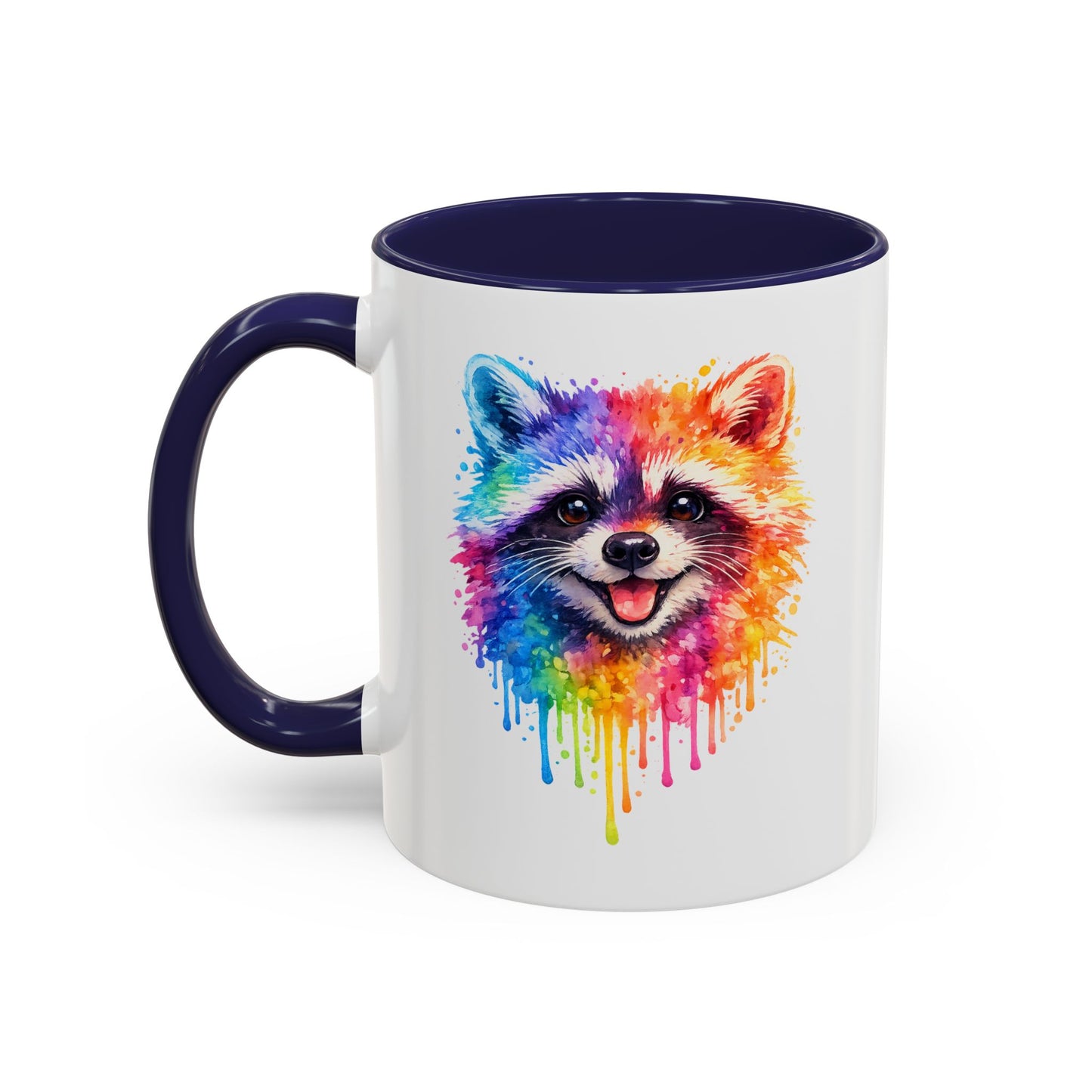 Cheerful Watercolor Raccoon Accent Coffee Mug