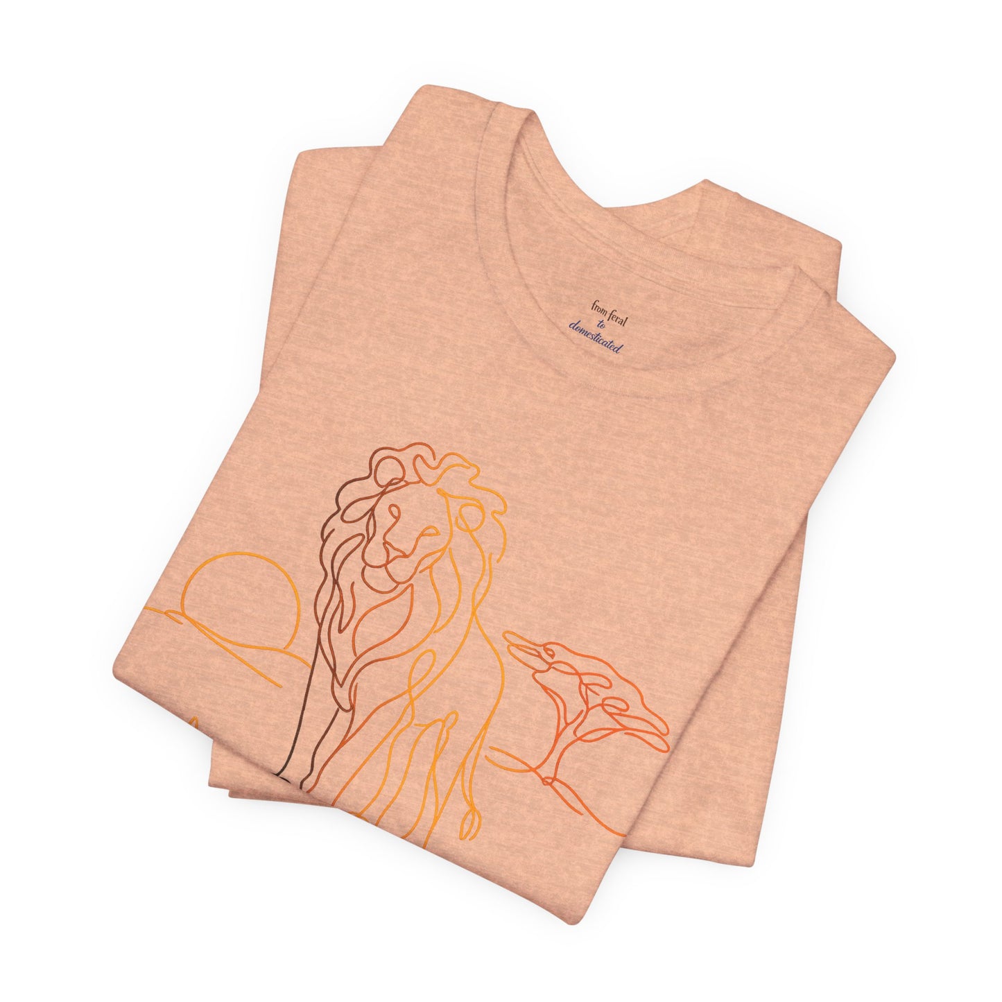 Lion Sunset Tee — Minimal Line Art Safari T-Shirt