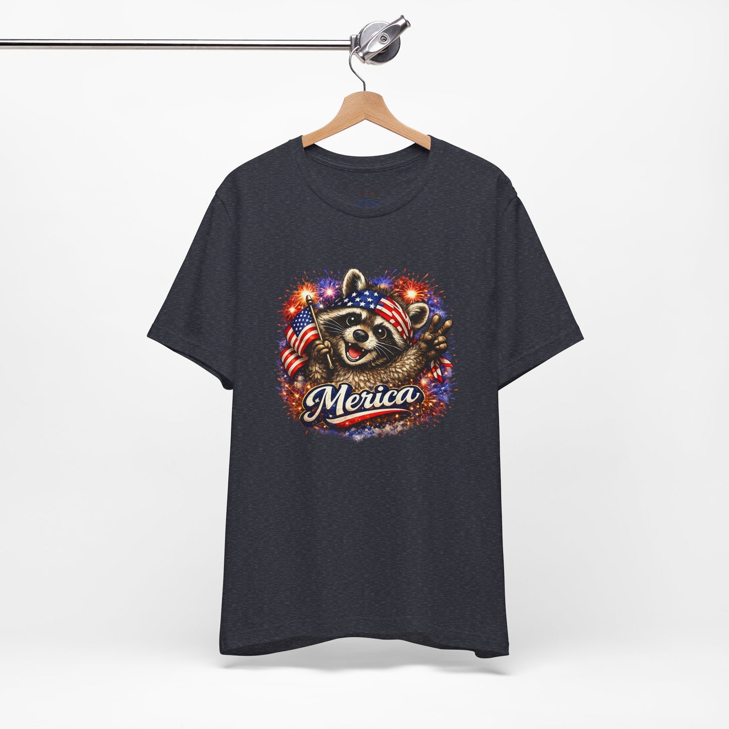 Patriot Raccoon 250th Anniversary T-Shirt — 4th of July Fireworks Flag Tee