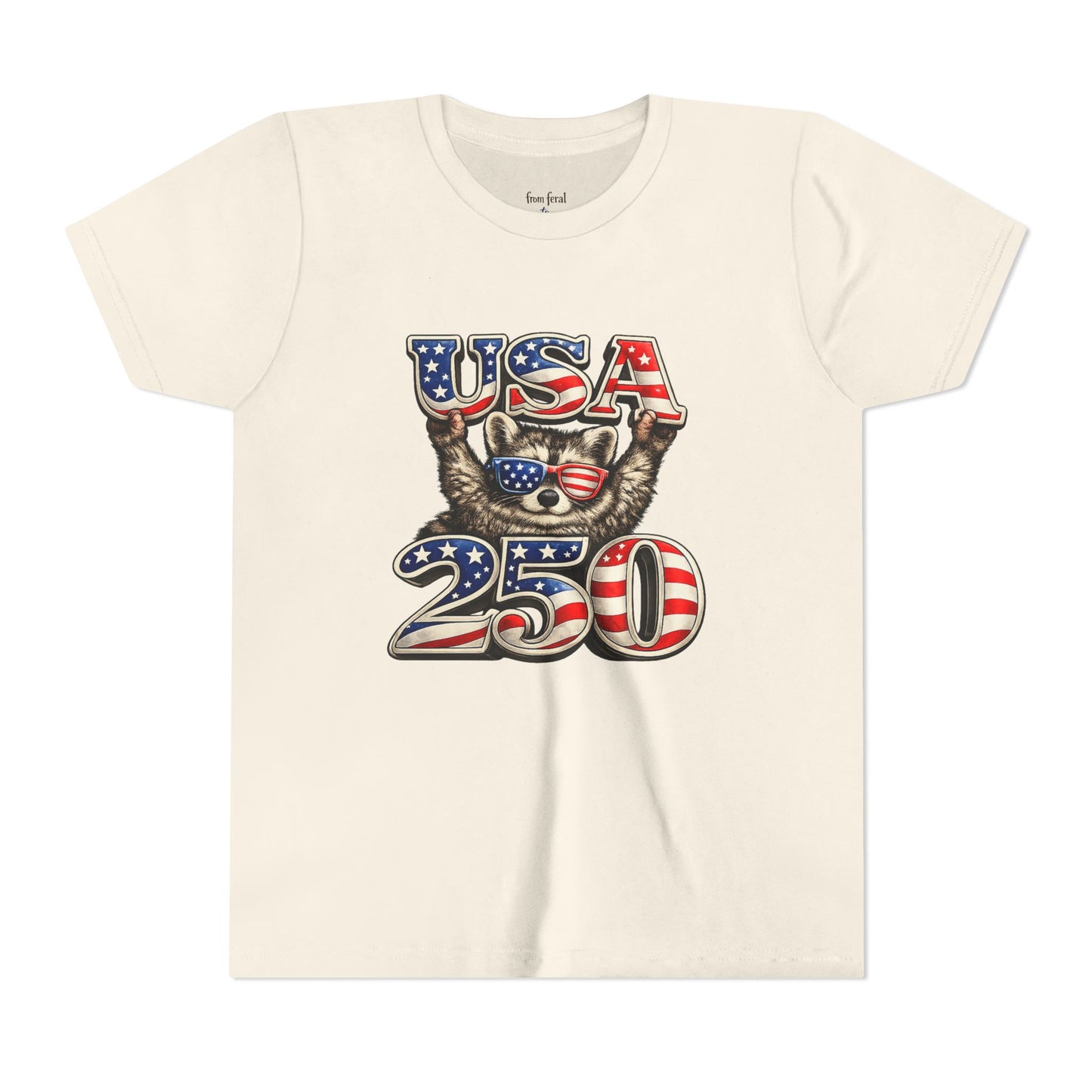 Patriotic Raccoon Youth Tee — Raccoon with USA 250