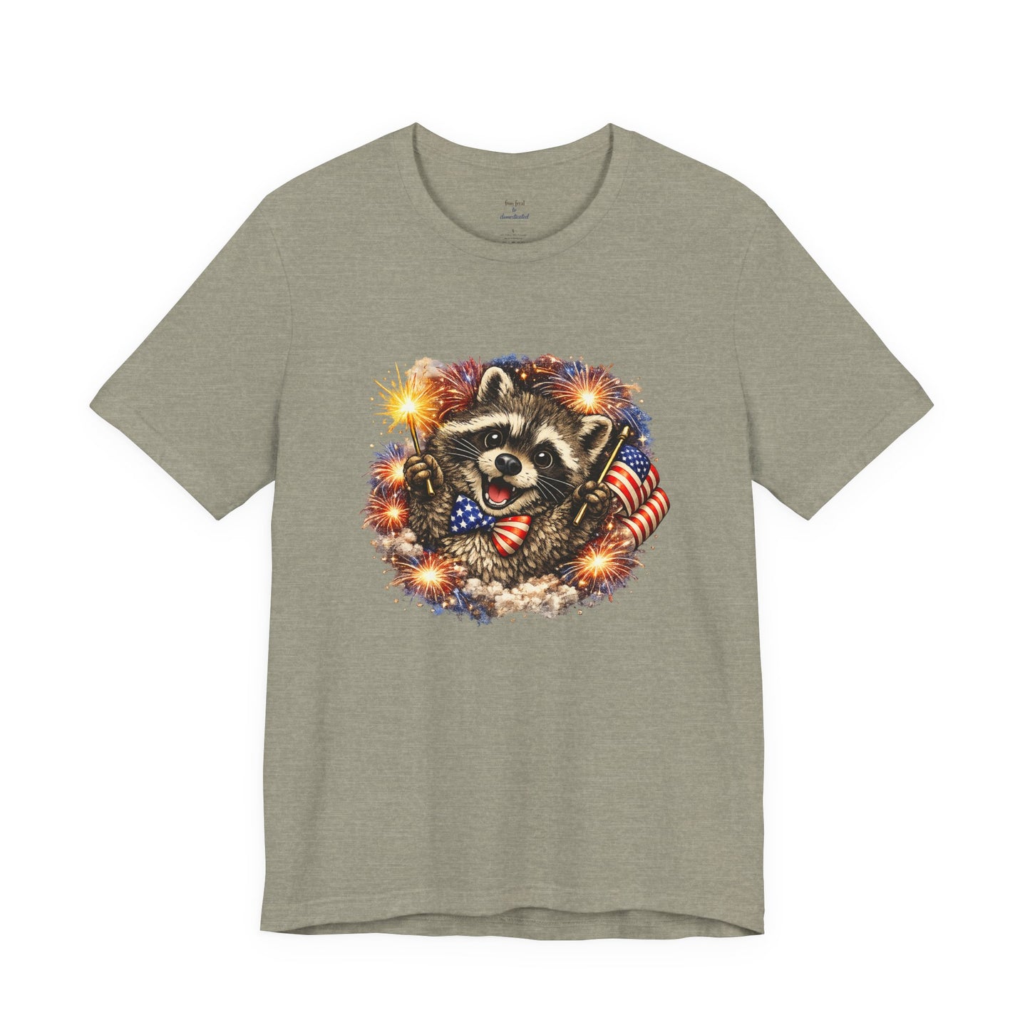 Patriot Raccoon 250th Anniversary T-Shirt — 4th of July Fireworks Flag Tee
