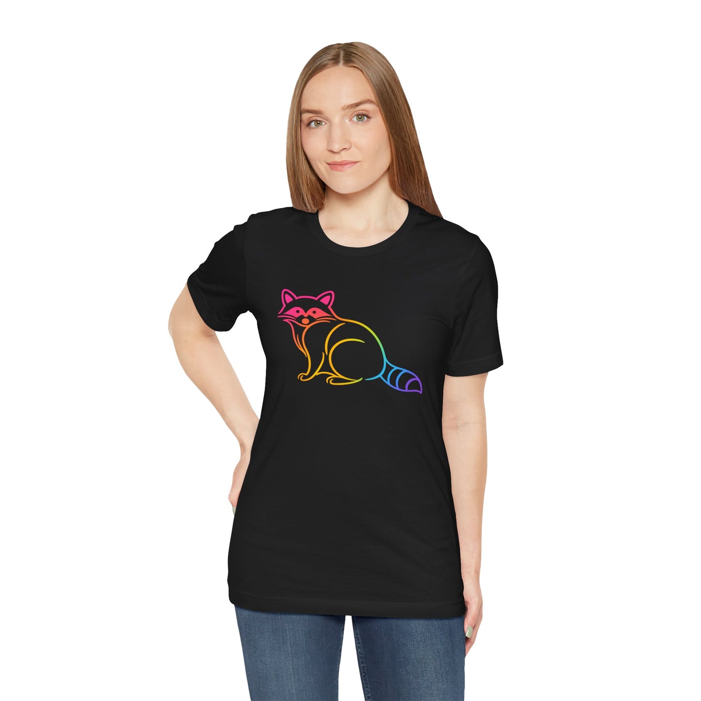 Raccoon Tee — Minimal Line Raccoon Scenic Graphic T-Shirt