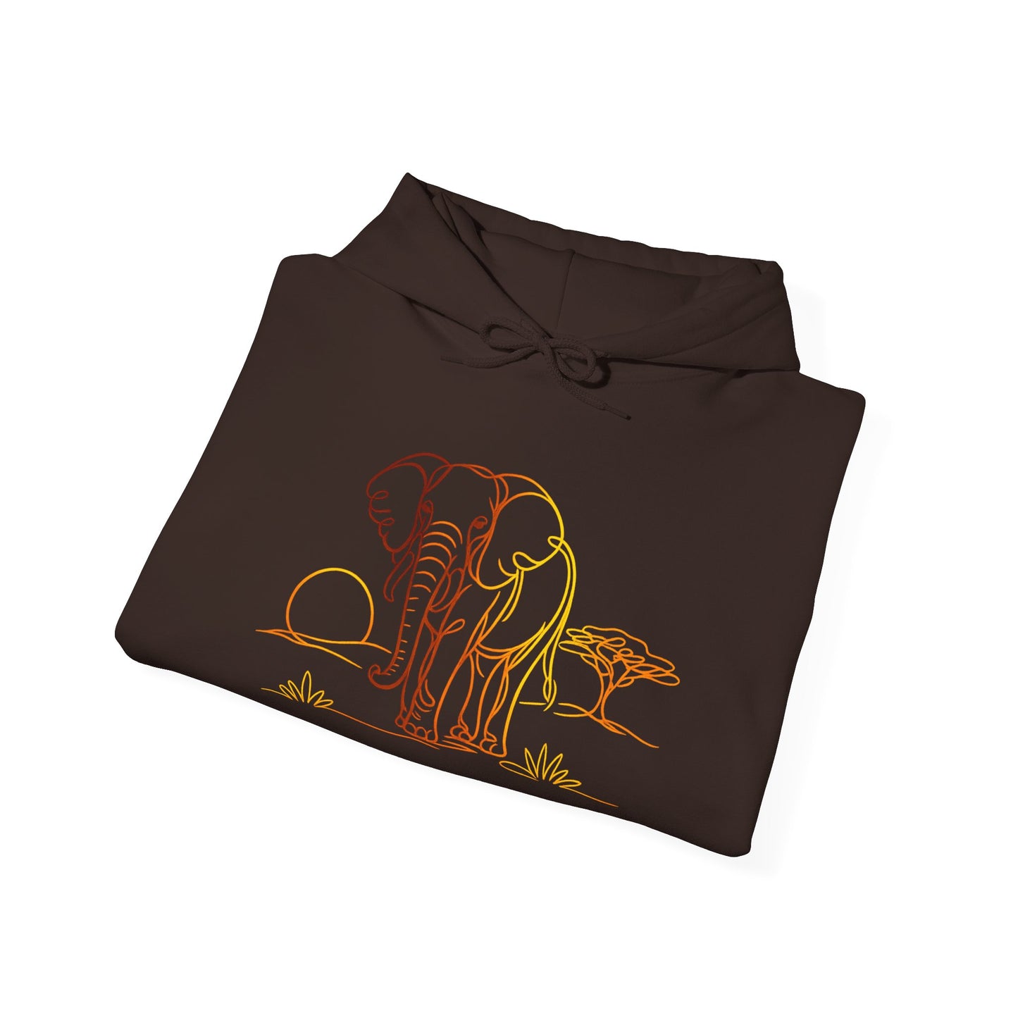 Elephant Sunset Hoodie — Minimal Safari Graphic Hooded Sweatshirt