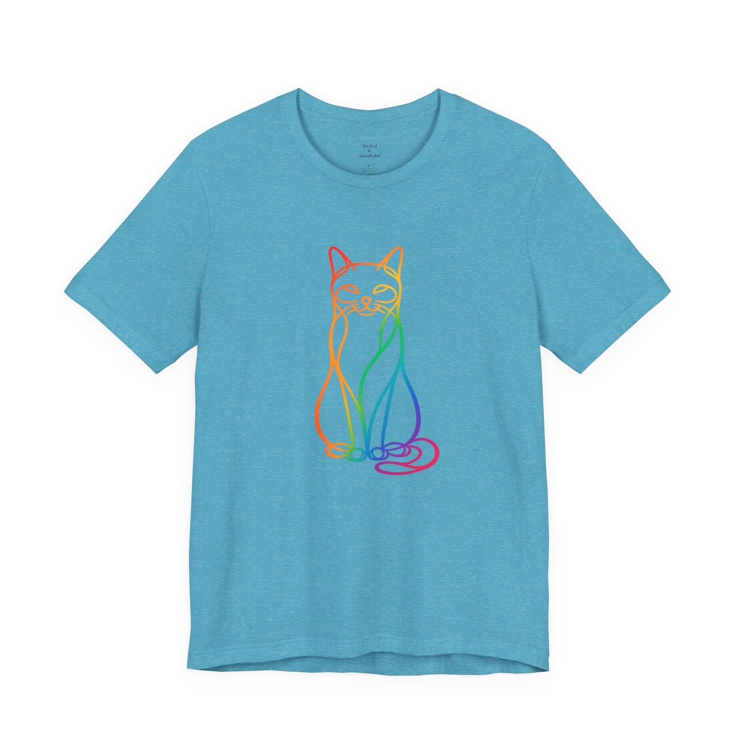 Colorful Line-Work Sitting Cat T-Shirt