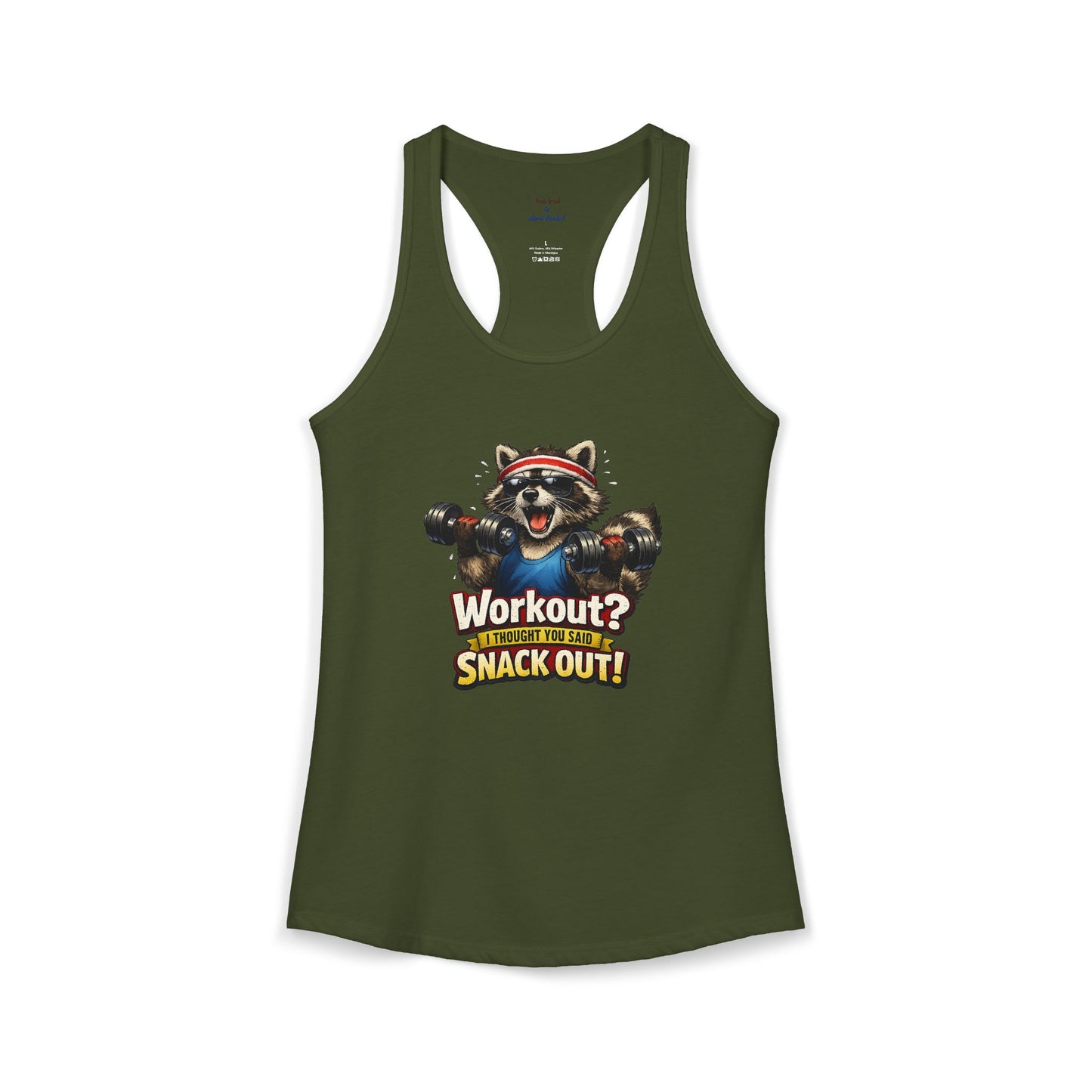 Snack Out Raccoon Racerback Tank