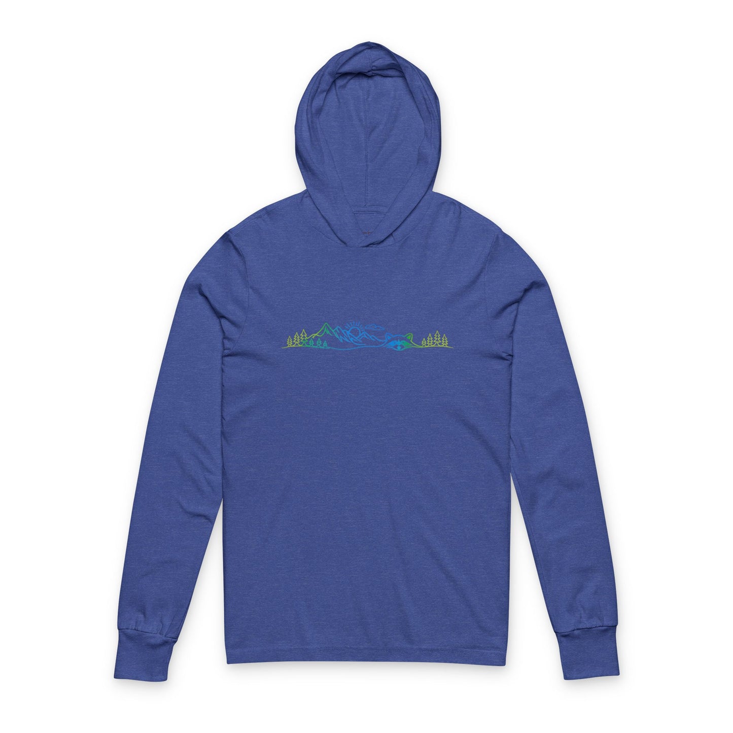 Continuous Line Art | Northern Lights Moutain Raccoon Hooded Long Sleeve Tee