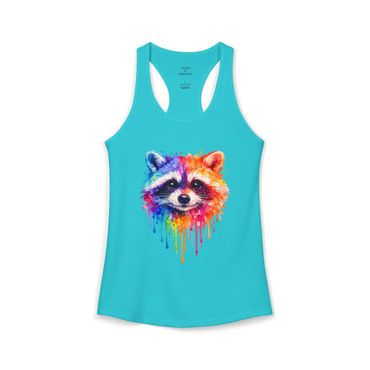 Watercolor Wildlife Raccoon Racerback Tank