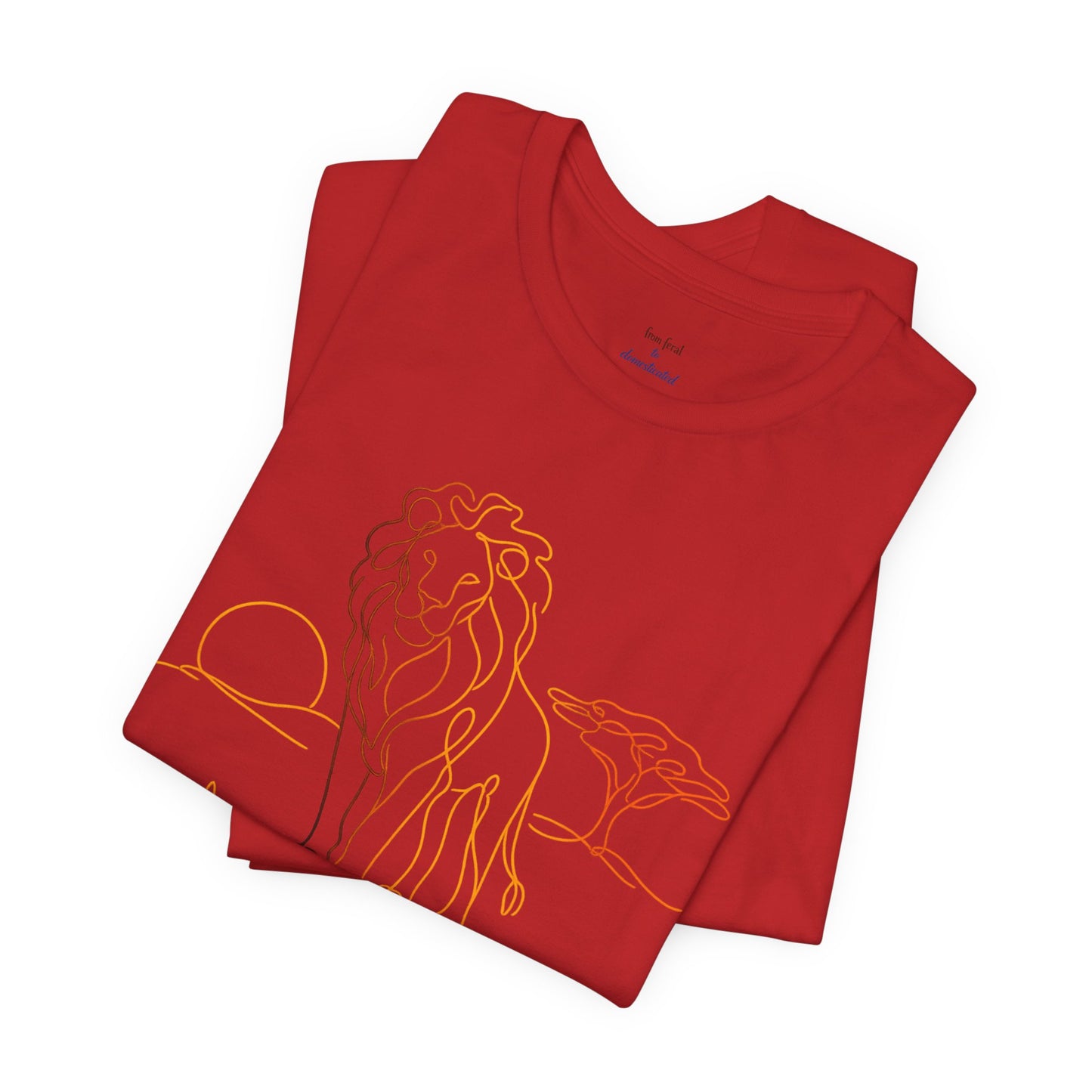 Lion Sunset Tee — Minimal Line Art Safari T-Shirt