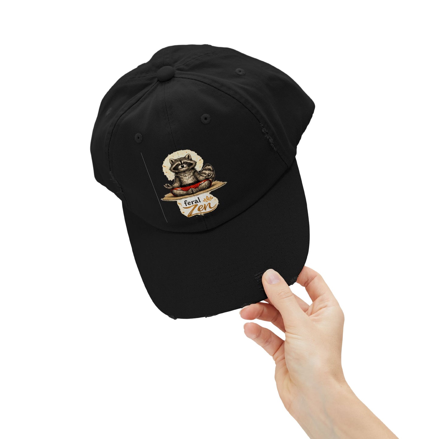 Feral Zen Distressed Cap — Raccoon Mom/Dad Funny Dad Hat