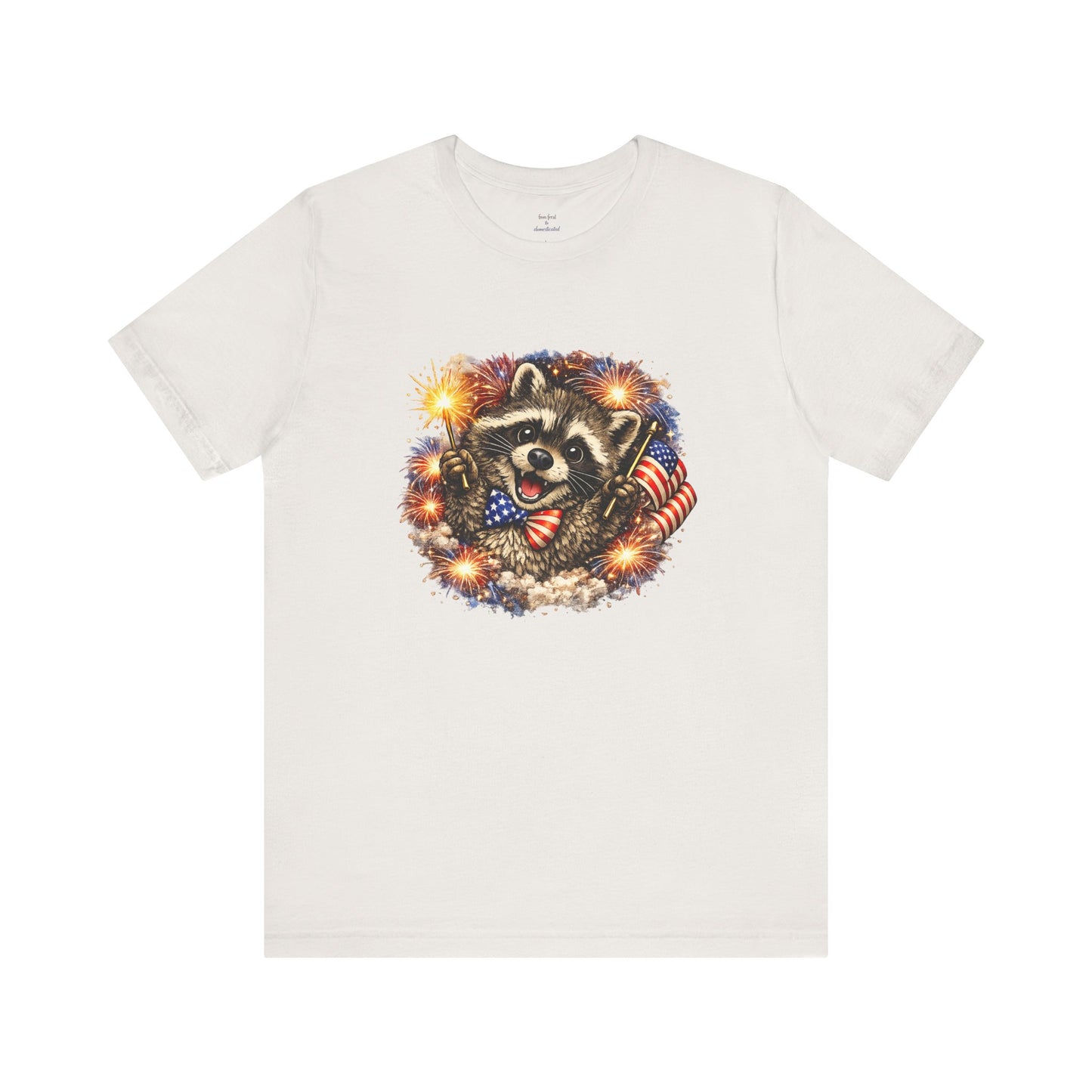 Patriot Raccoon 250th Anniversary T-Shirt — 4th of July Fireworks Flag Tee