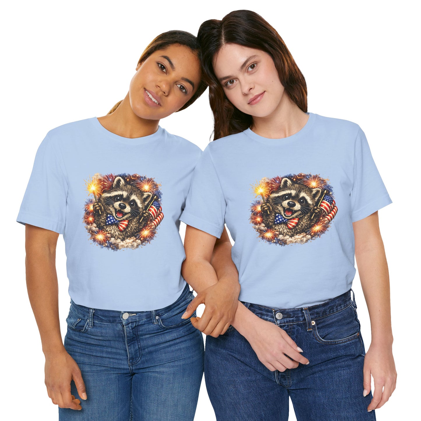 Patriot Raccoon 250th Anniversary T-Shirt — 4th of July Fireworks Flag Tee