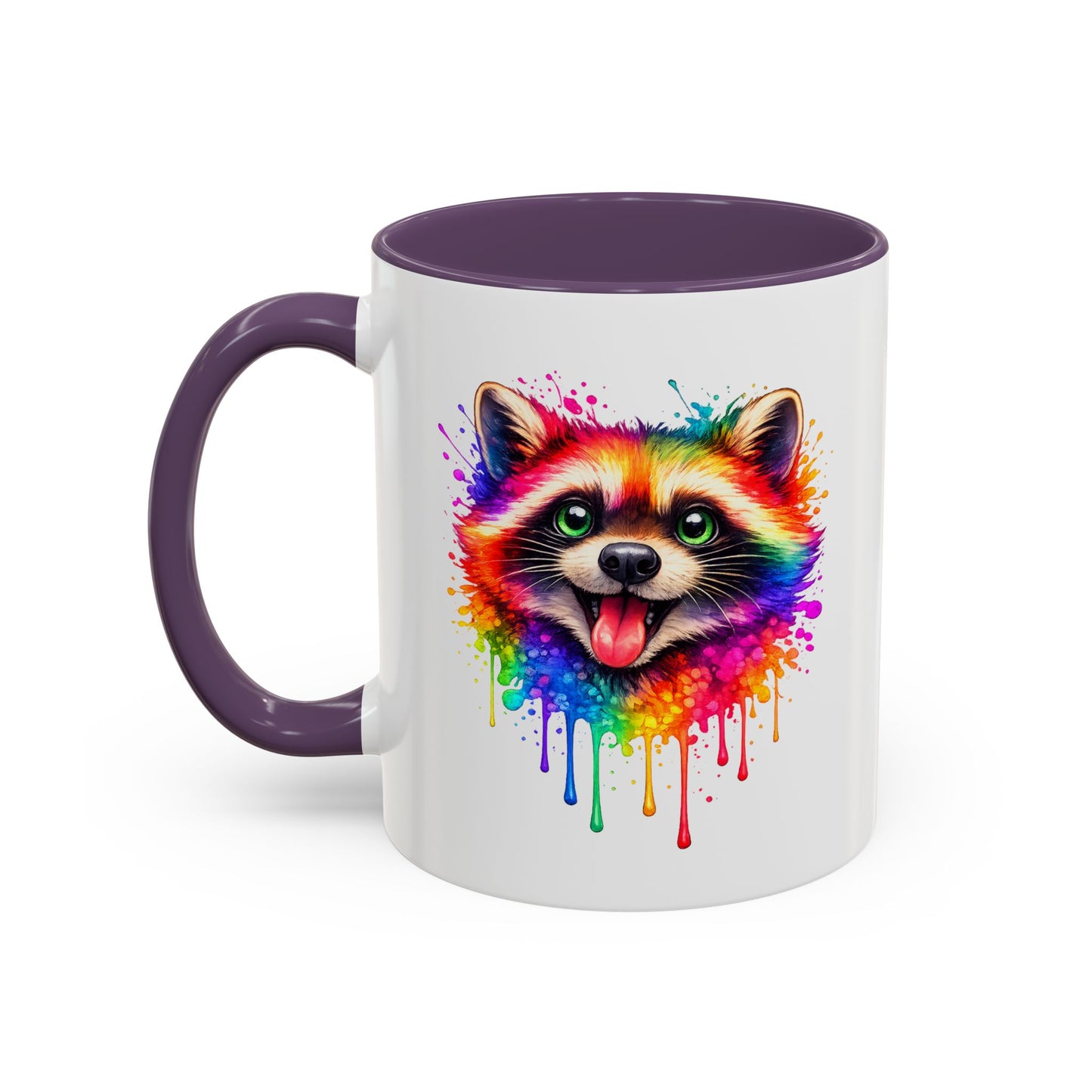 Cheerful Watercolor Raccoon Accent Coffee Mug
