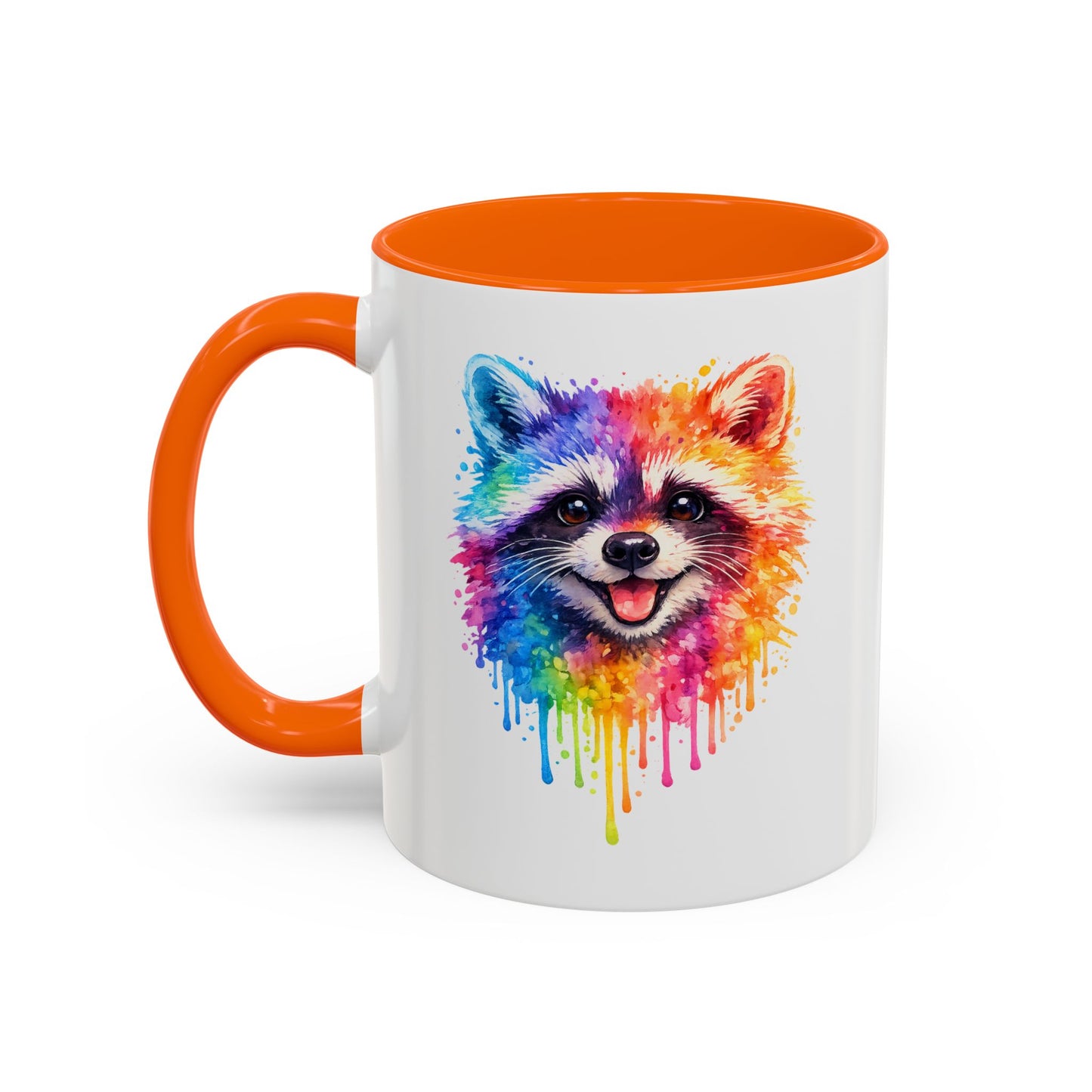 Cheerful Watercolor Raccoon Accent Coffee Mug