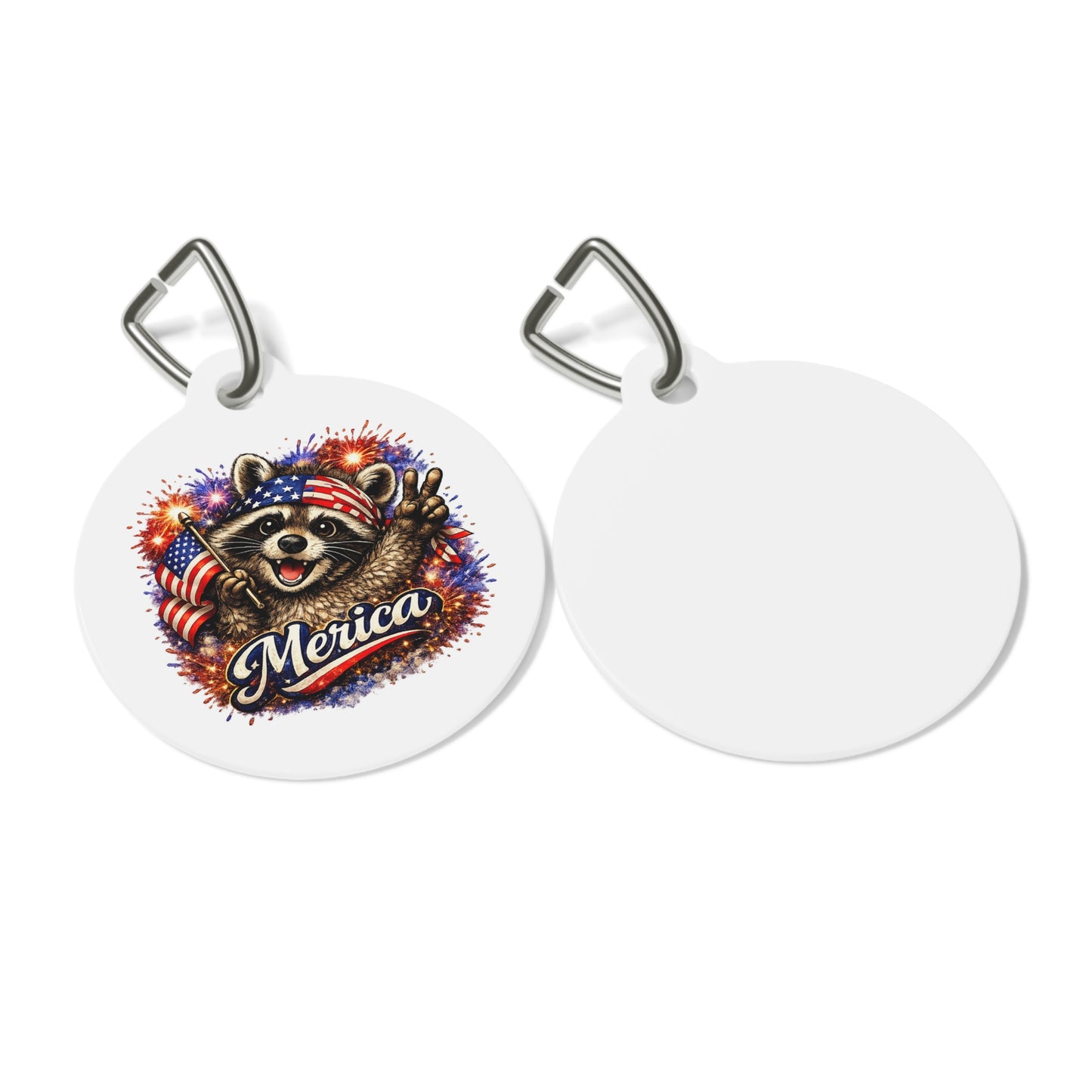Patriotic Raccoon 4th of July Pet Tag — USA 250 Celebration