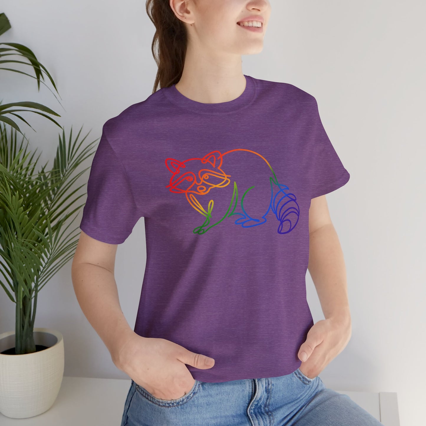 Raccoon Tee — Minimal Line Raccoon Scenic Graphic T-Shirt