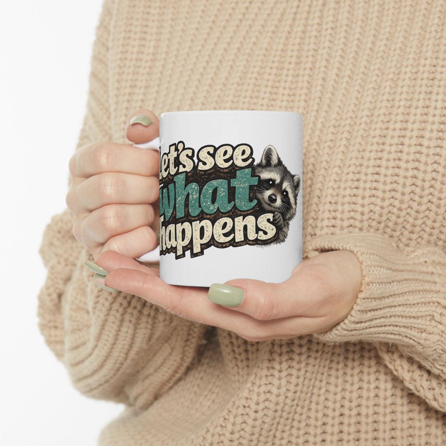 Peeking Raccoon Ceramic Mug  (11oz & 15oz)