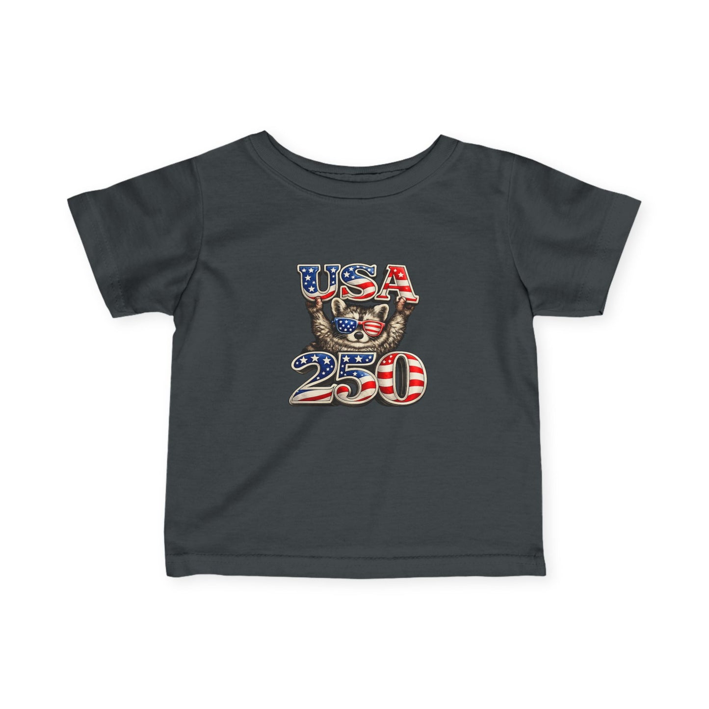 Infant Tee — Adorable Raccoon "USA 250" — 4th of July Baby Shirt