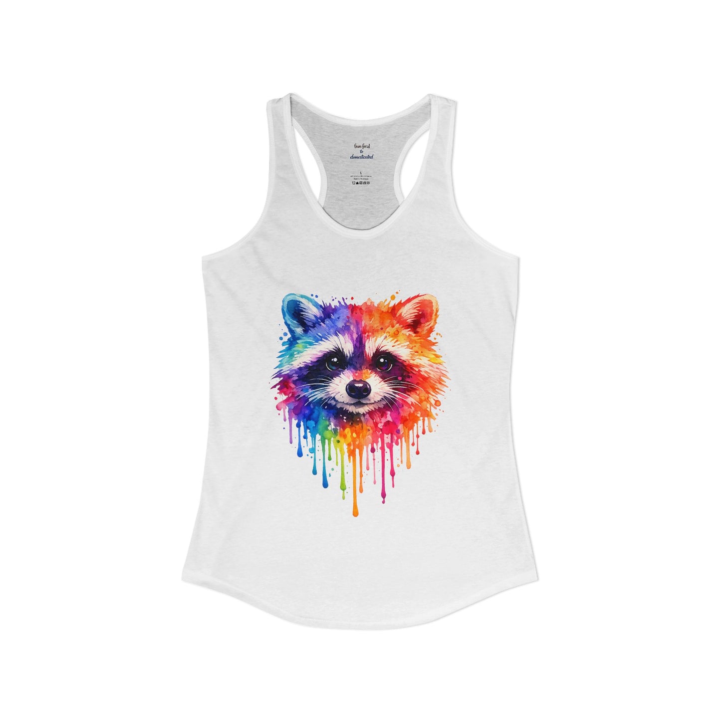 Watercolor Wildlife Raccoon Racerback Tank
