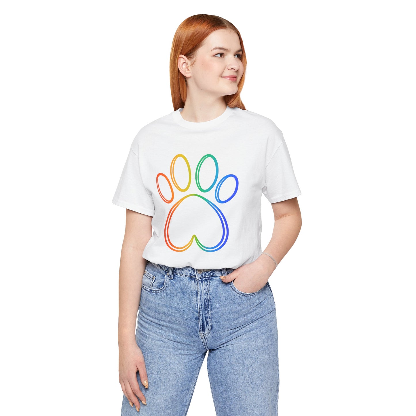 Heart/Paw Colorful Line-Work T-Shirt