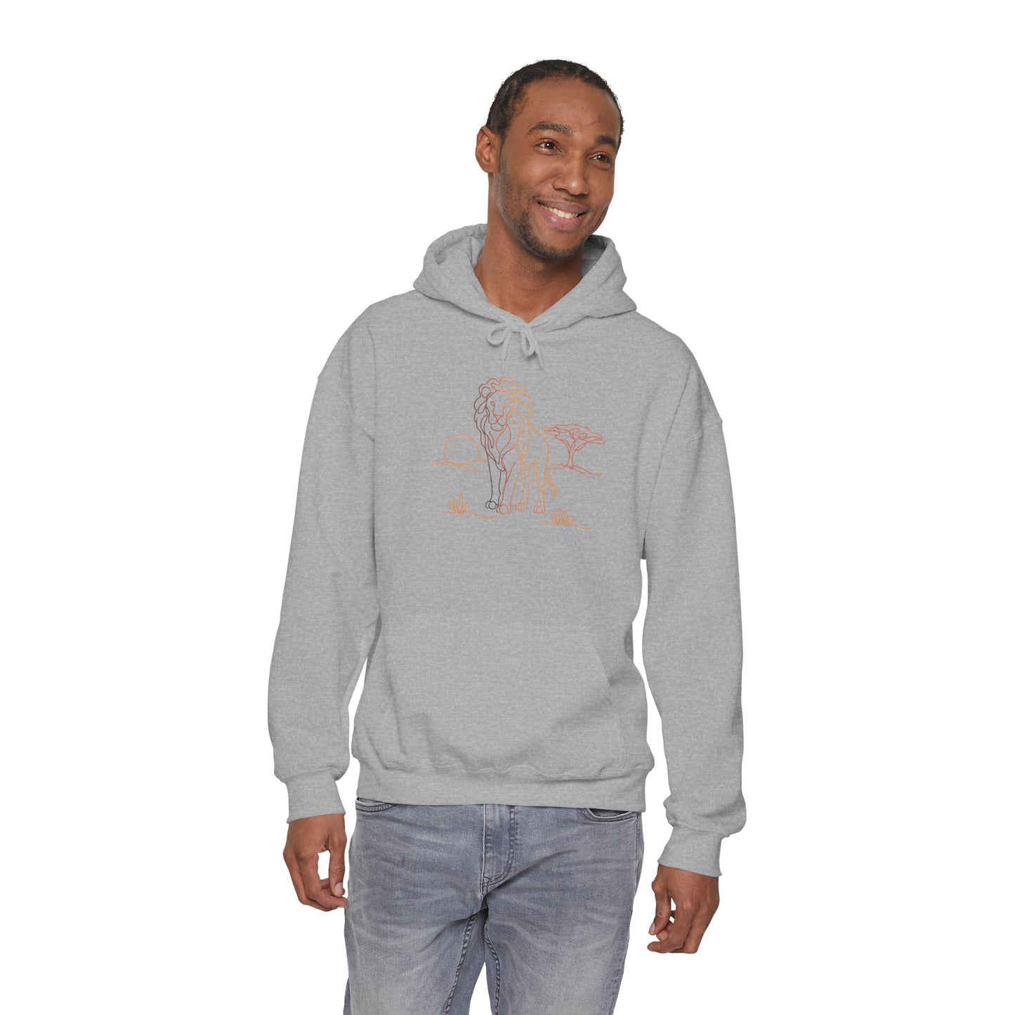 Lion Line Art Hoodie — Minimal Safari Sweatshirt