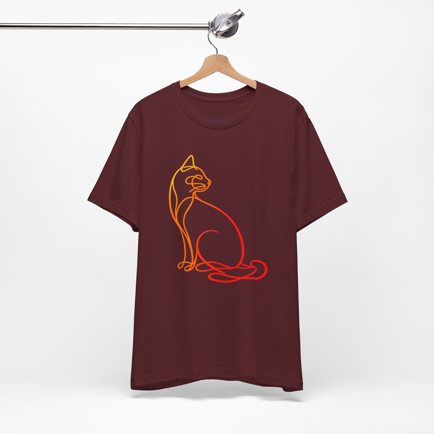 Colorful Line-Work Sitting Cat T-Shirt