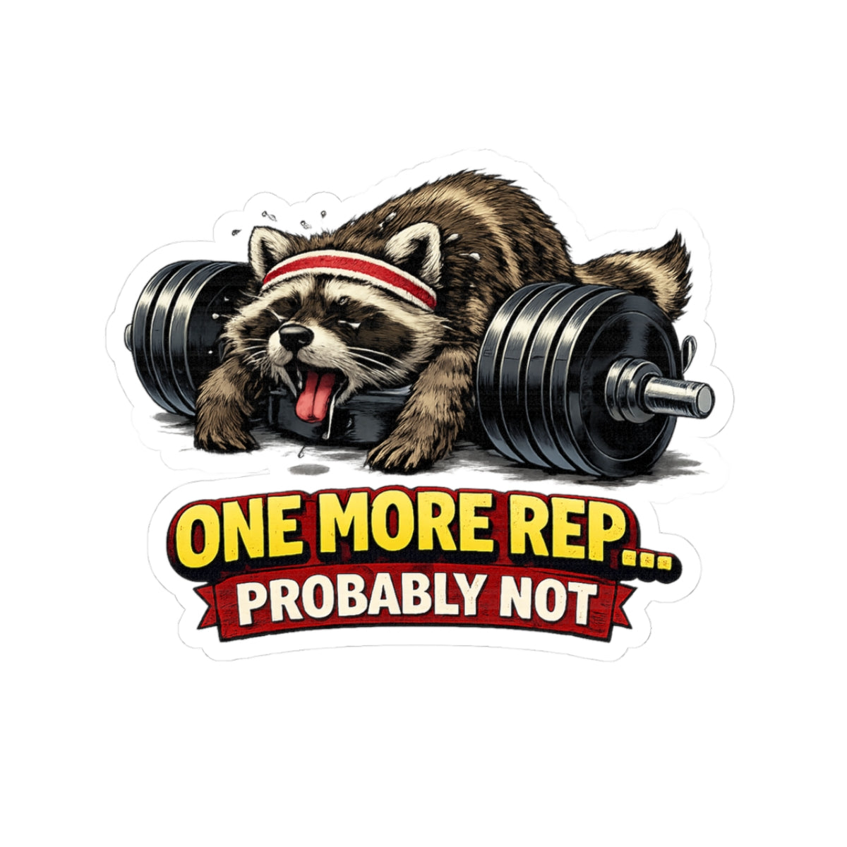 One More Rep Raccoon Stickers