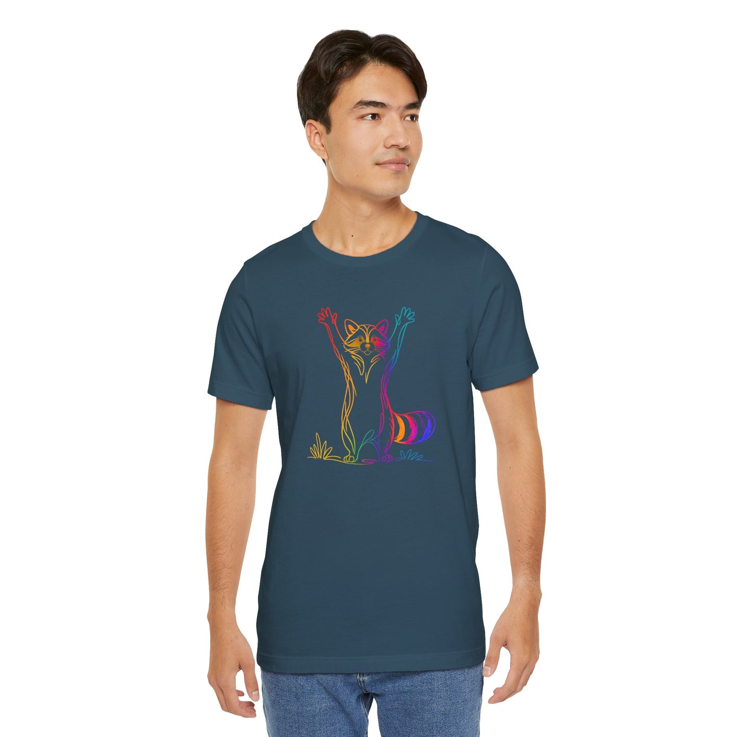 Raccoon Tee — Minimal Line Raccoon Scenic Graphic T-Shirt