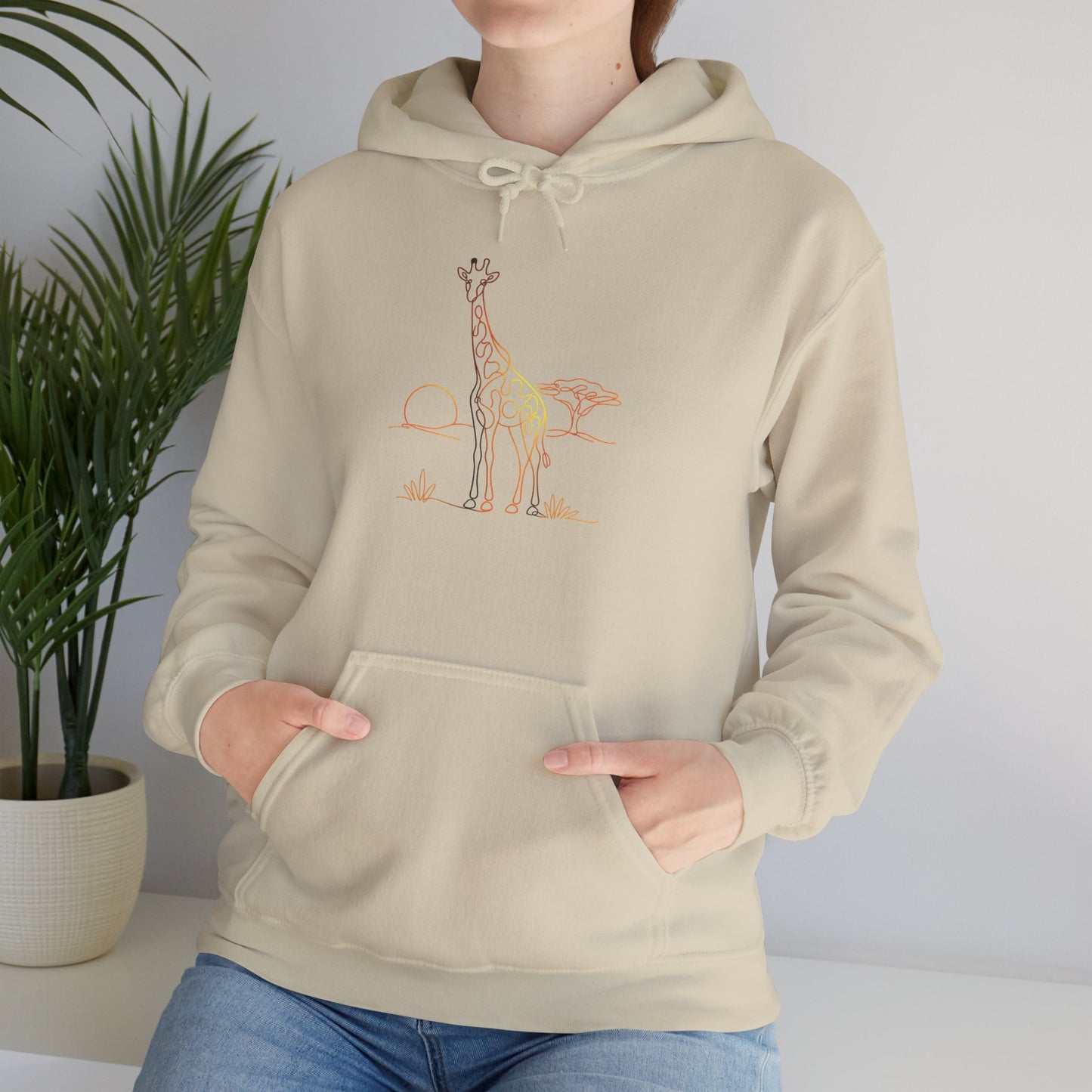 Giraffe Line Art Hoodie – Minimal Safari Illustration