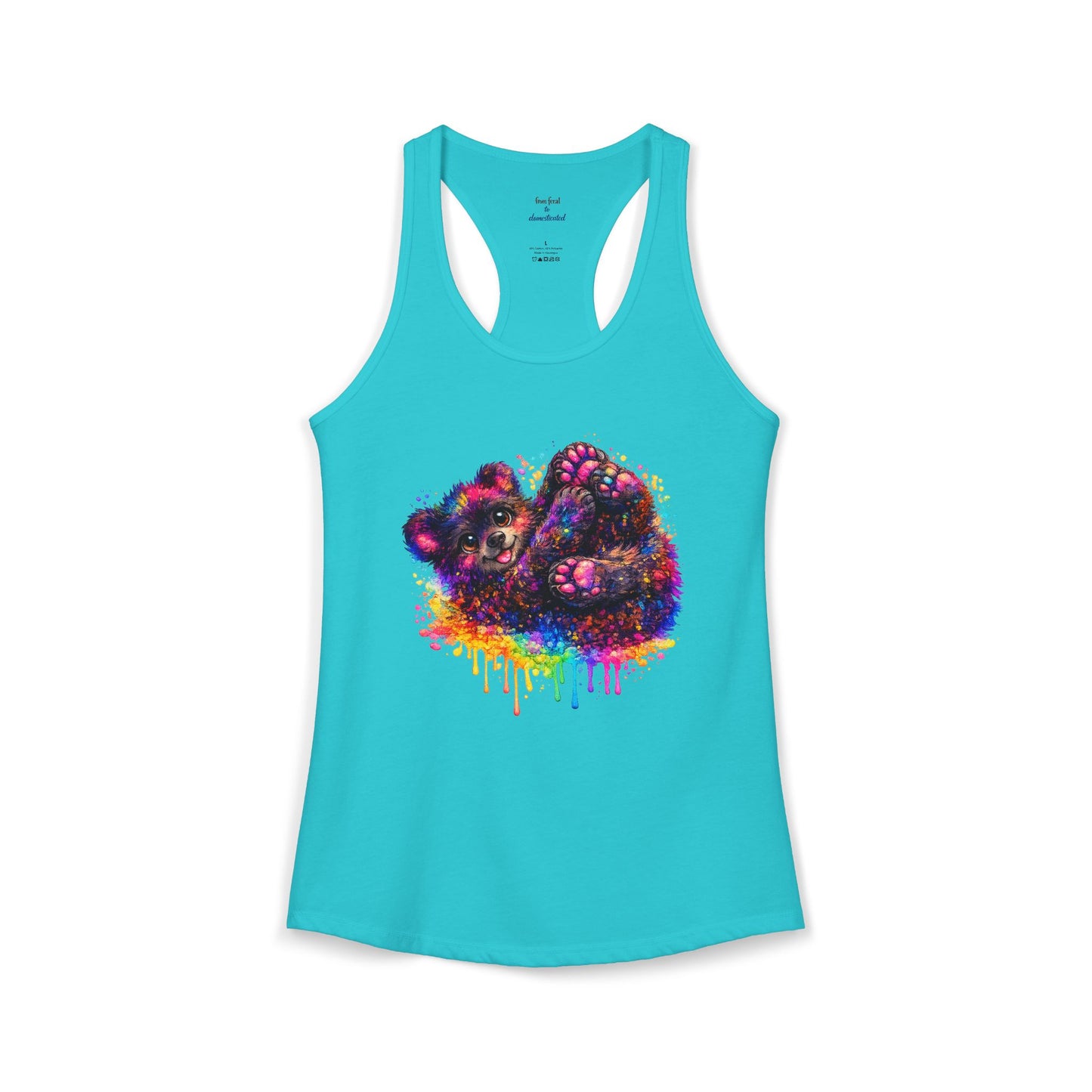 Watercolor Wildlife Bear Cub Racerback Tank