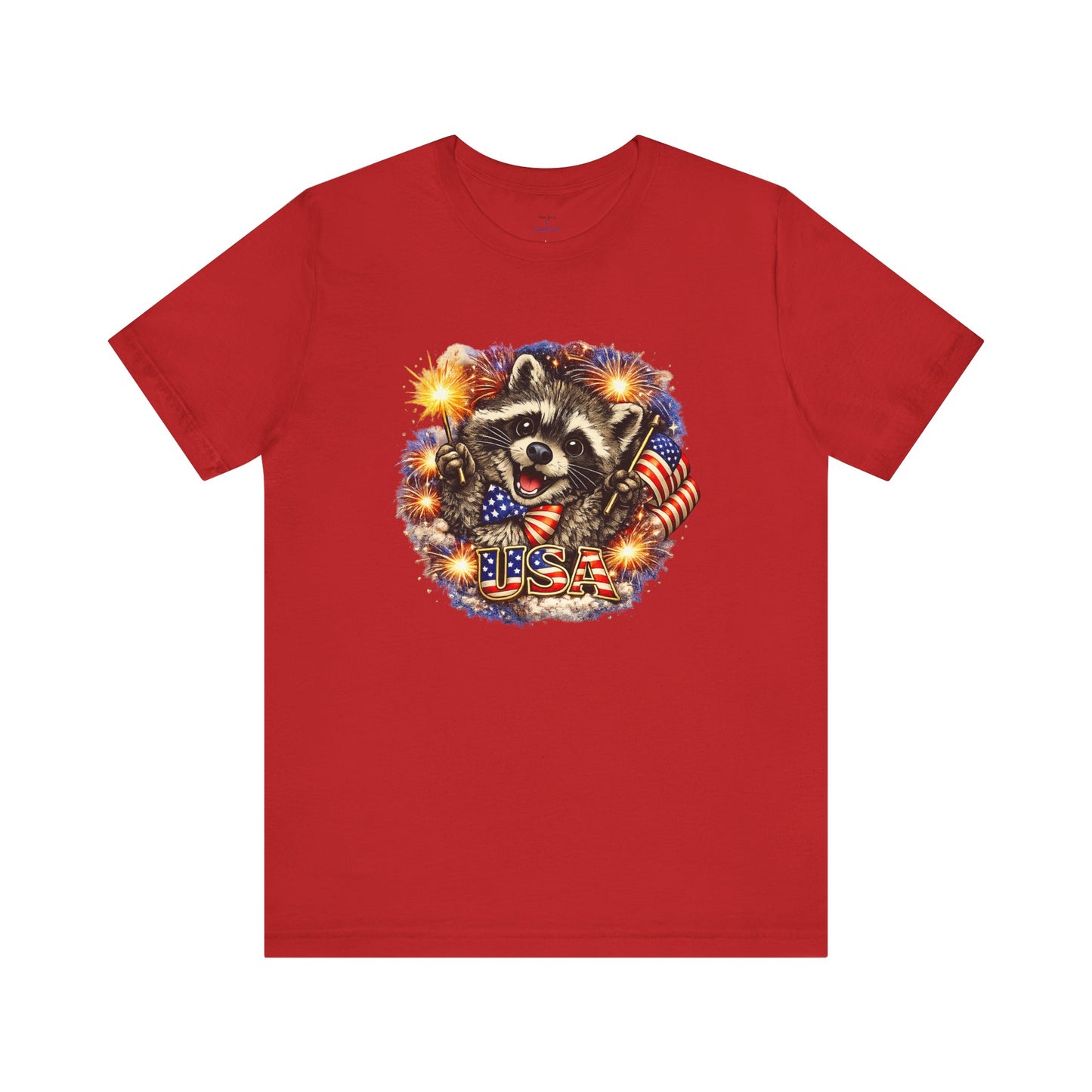 Patriot Raccoon 250th Anniversary T-Shirt — 4th of July Fireworks Flag Tee