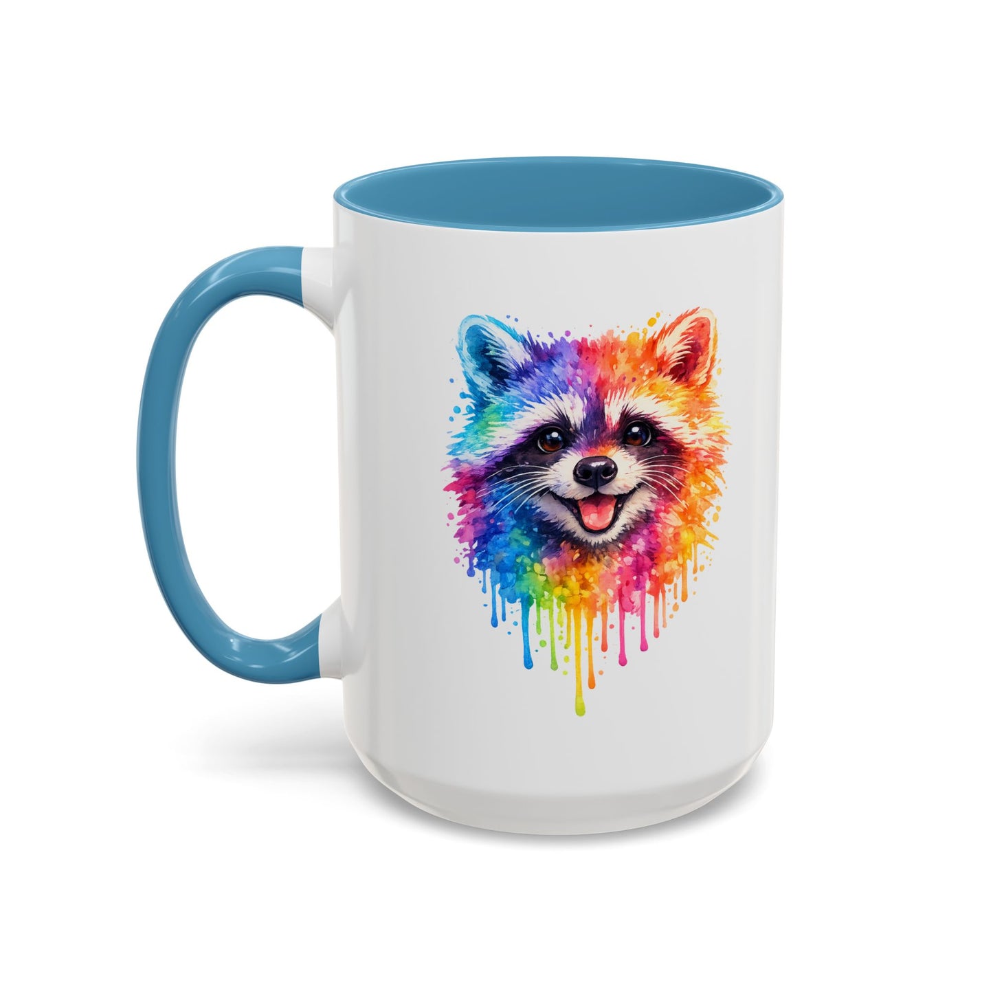 Cheerful Watercolor Raccoon Accent Coffee Mug