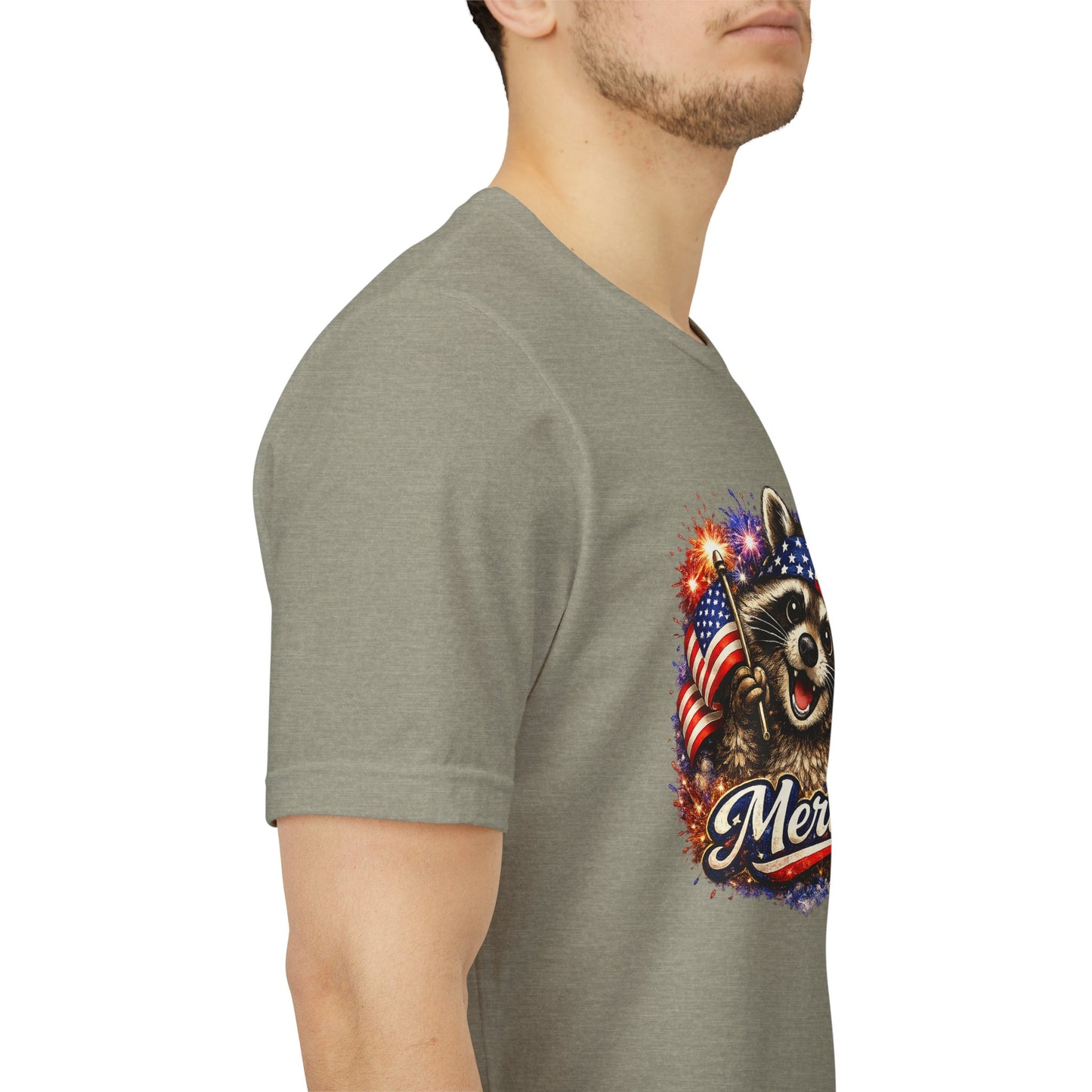Patriot Raccoon 250th Anniversary T-Shirt — 4th of July Fireworks Flag Tee