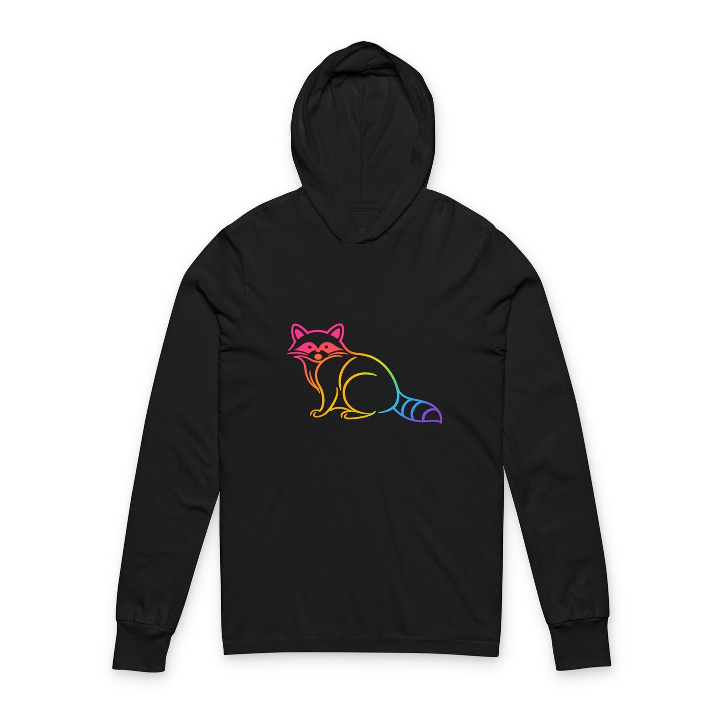 Continuous Line Art | Raccoon Hooded Long Sleeve Tee