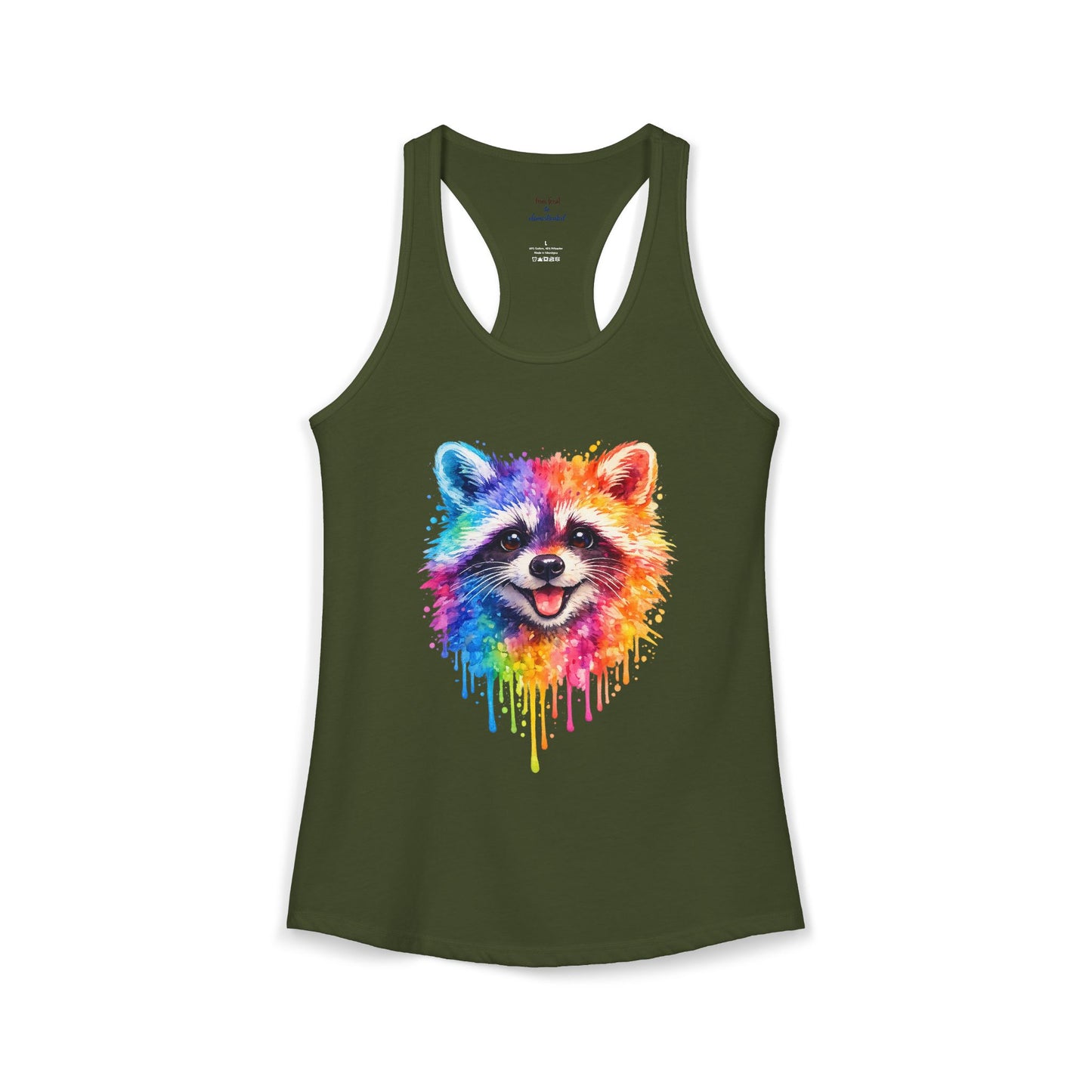 Watercolor Wildlife Raccoon Racerback Tank