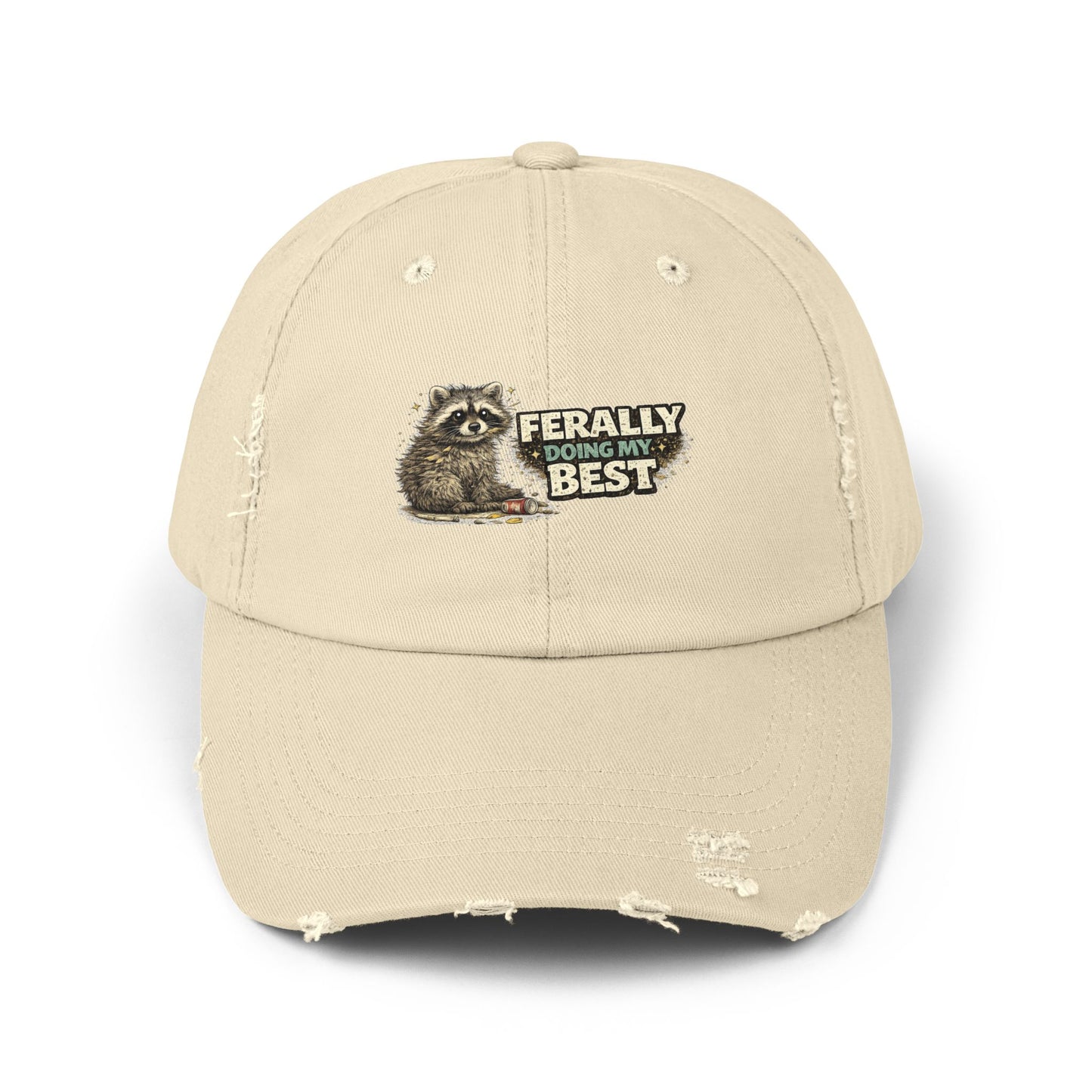 Ferally Distressed Cap — Raccoon Mom/Dad Funny Dad Hat