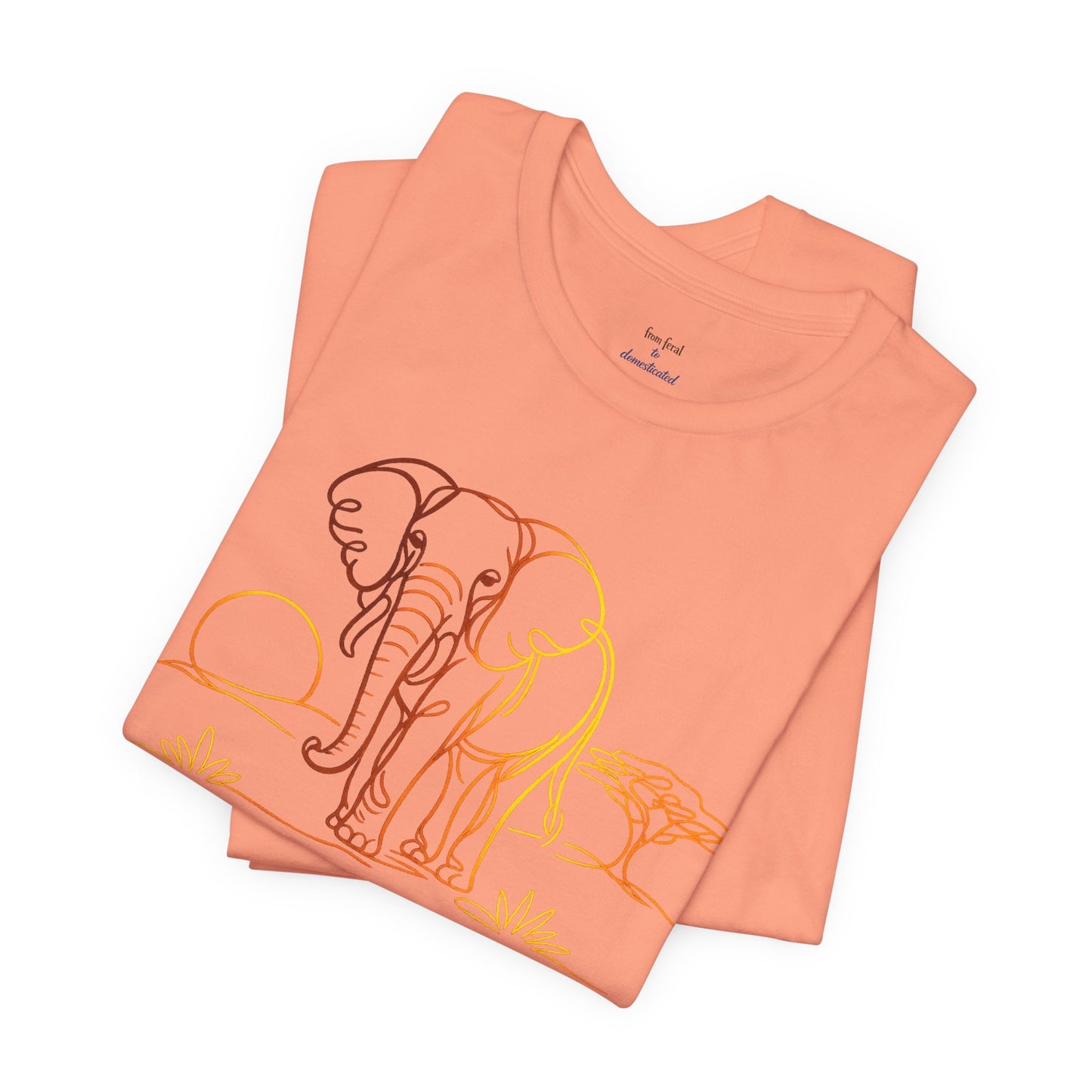 Elephant Sunset Tee — Minimal Line Art Safari T-Shirt