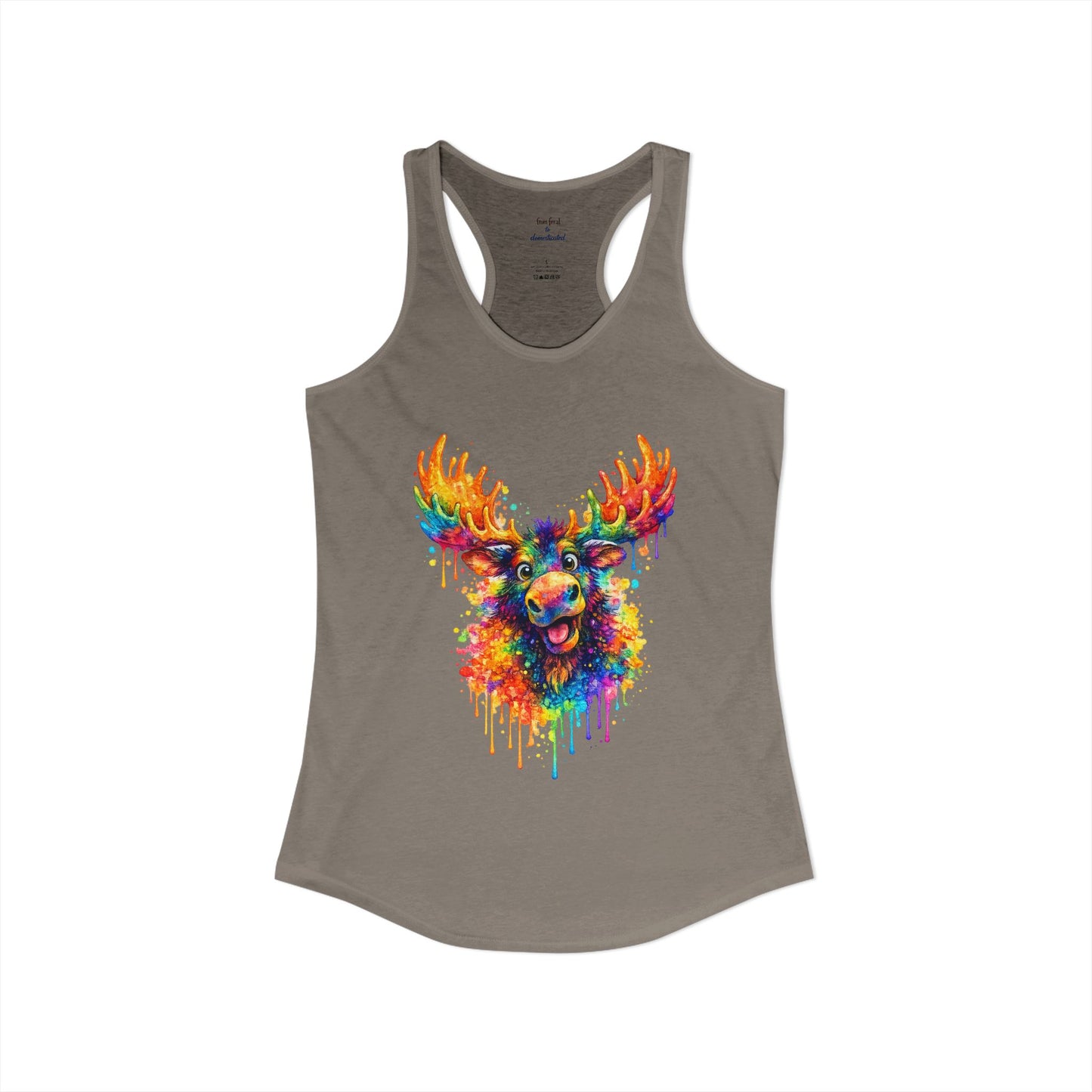 Watercolor Wildlife Moose Racerback Tank